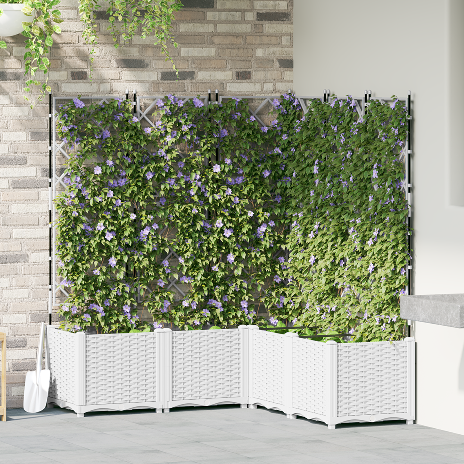 Garden Planter with Trellis 5 pcs White 120x120x143 cm