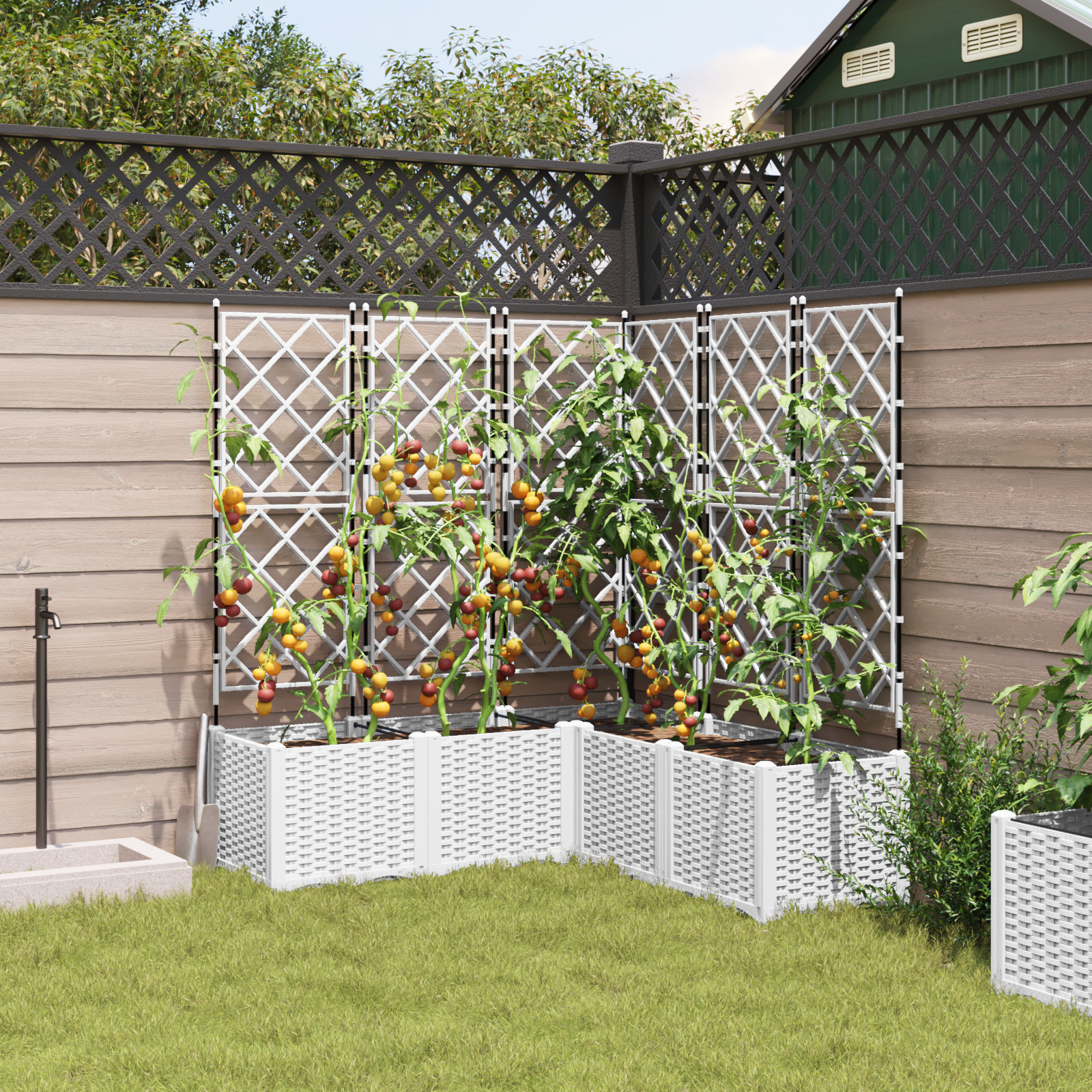 Garden Planter with Trellis 5 pcs White 120x120x143 cm - Image 3