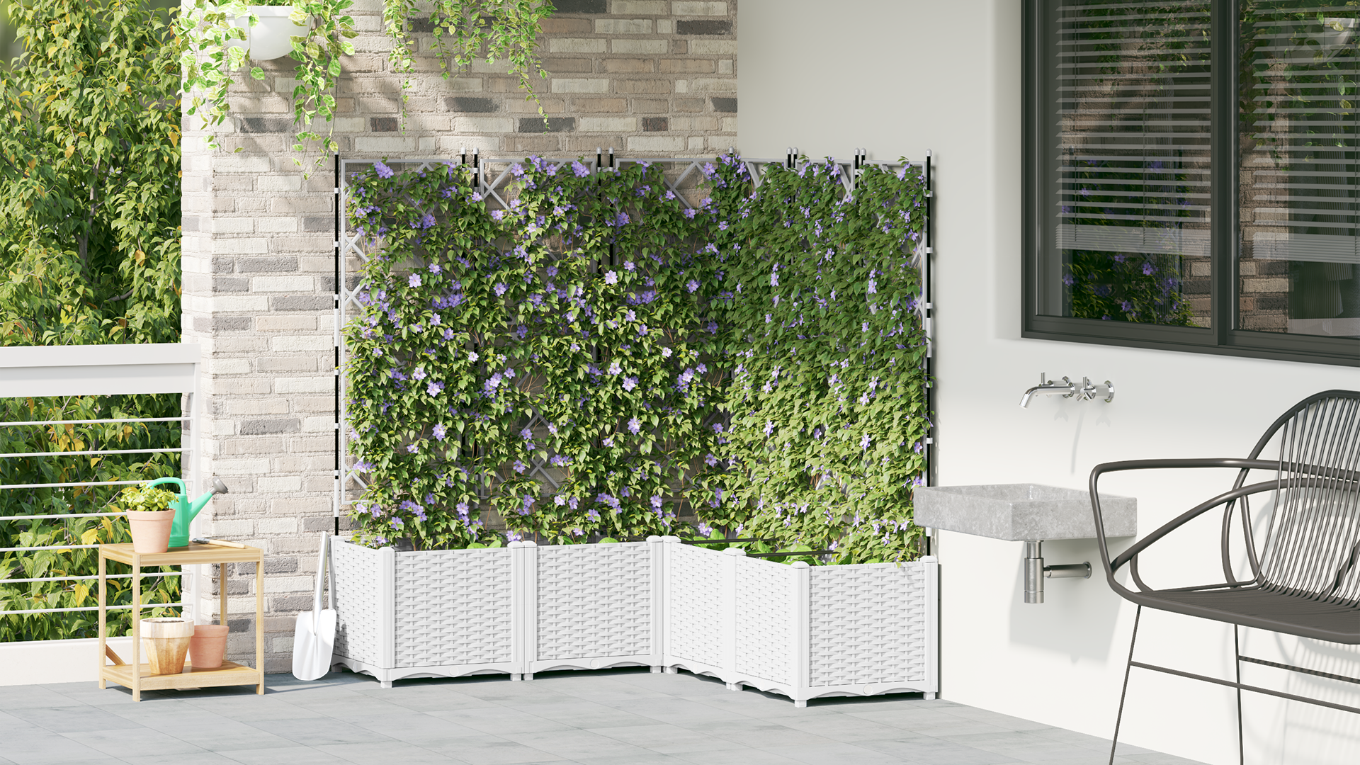 Garden Planter with Trellis 5 pcs White 120x120x143 cm - Image 4