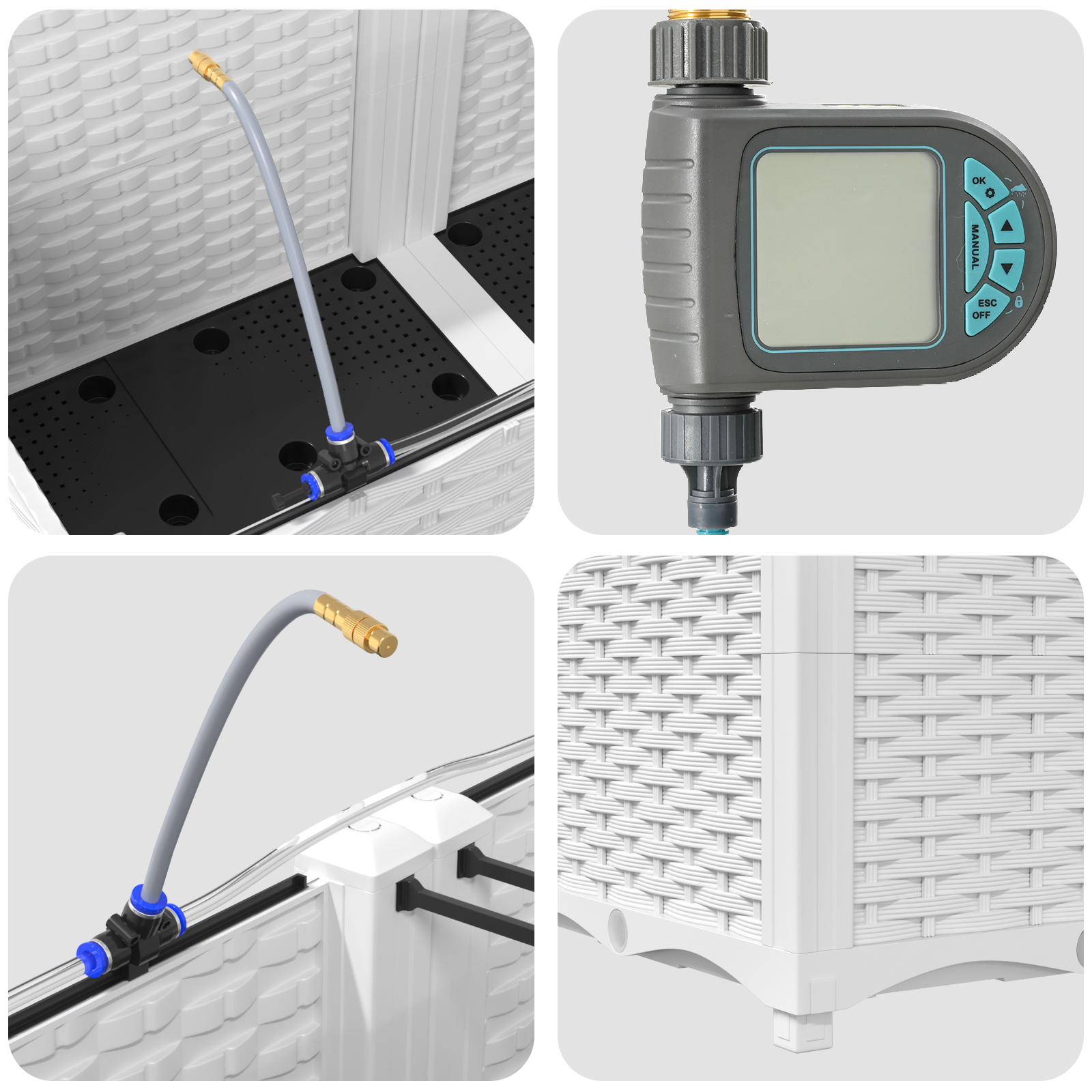 Garden Planters with Water Irrigation System 2 pcs White - Image 8