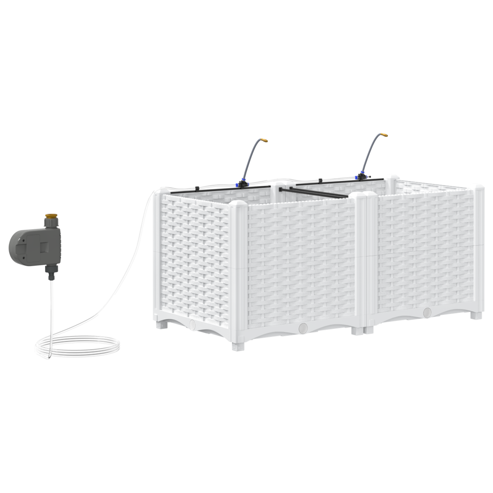 Garden Planters with Water Irrigation System 2 pcs White - Image 7