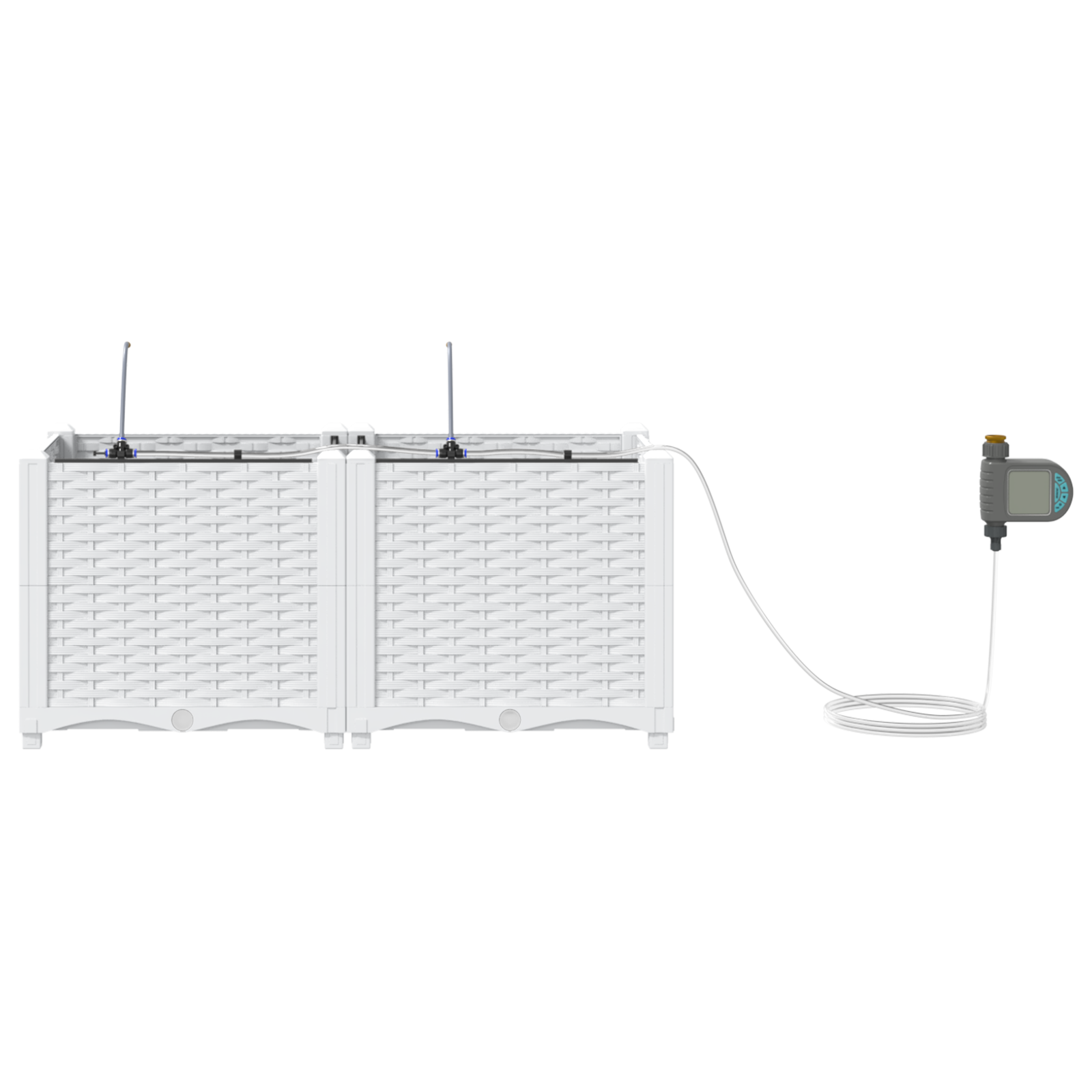 Garden Planters with Water Irrigation System 2 pcs White - Image 5