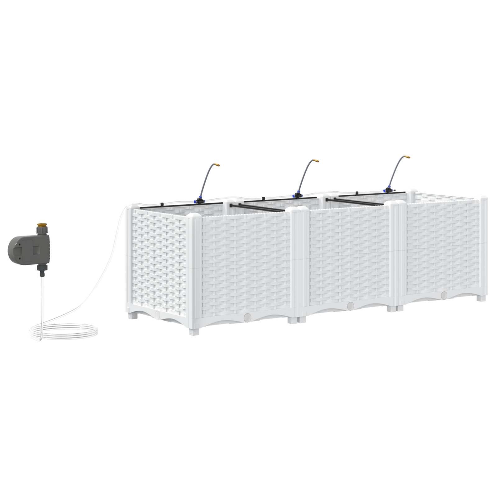 Garden Planters with Water Irrigation System 3 pcs White - Image 7