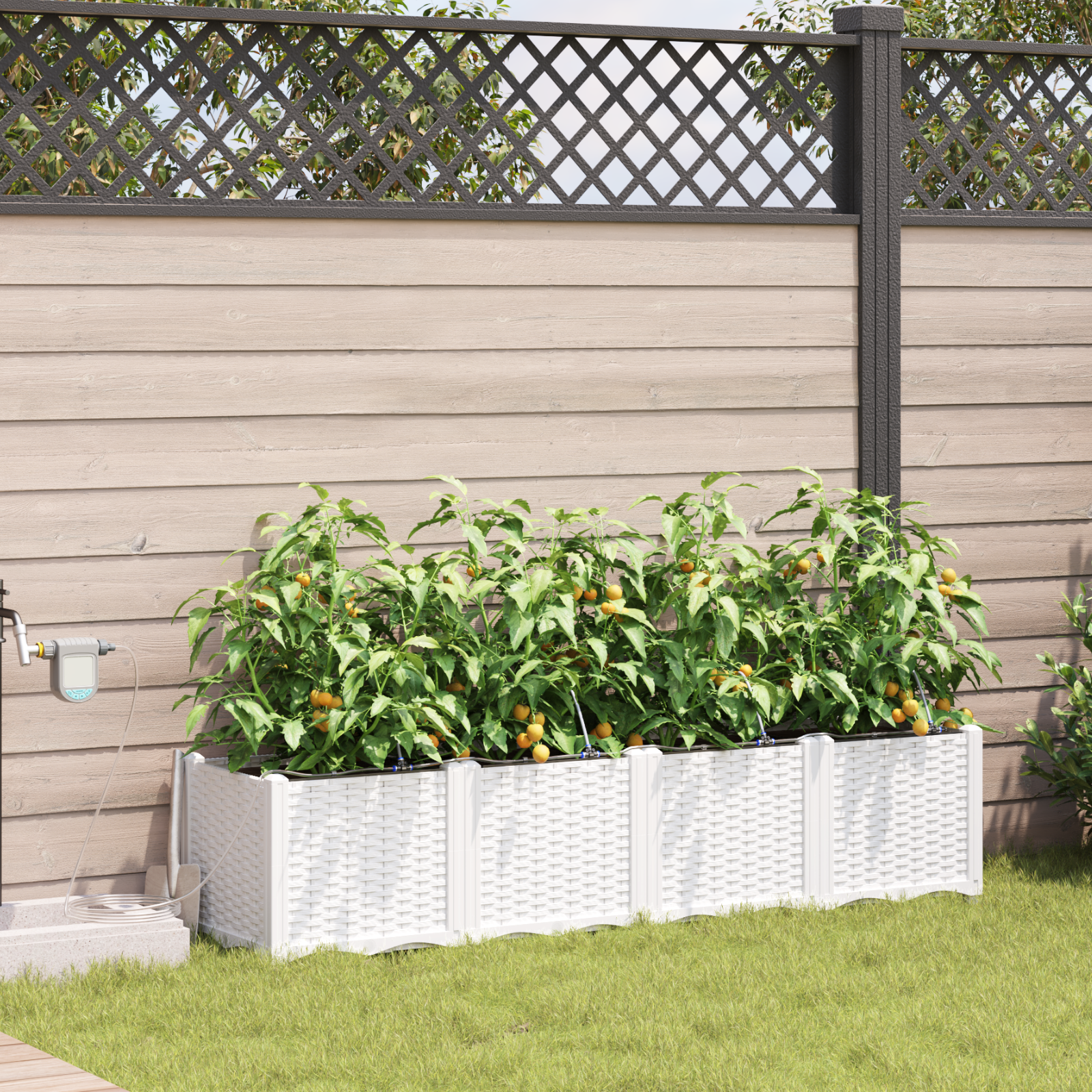 Tuinplanten met Water Irrigatiesysteem 4 stuks Wit
