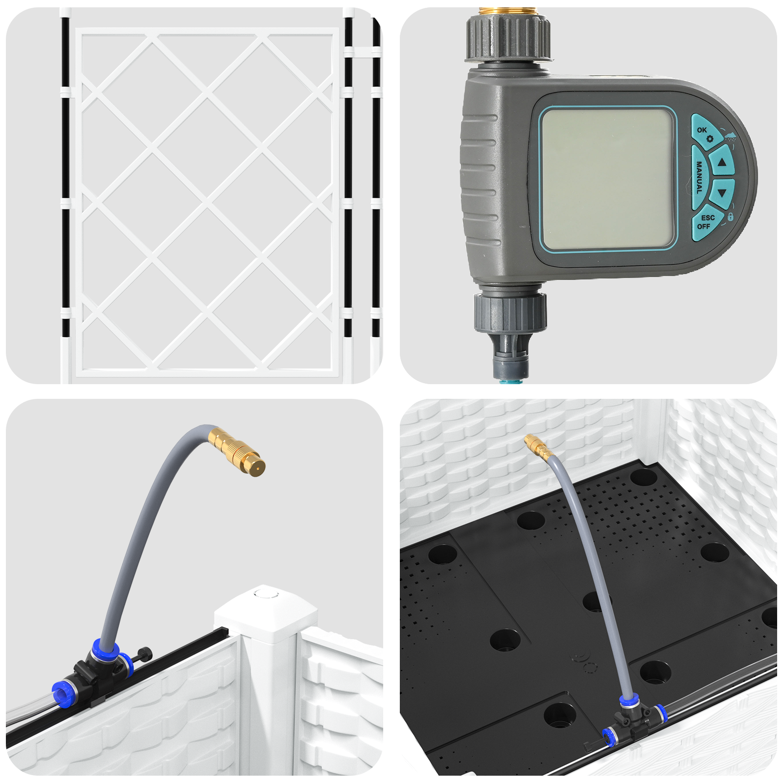 Garden Planters with Water Irrigation System White - Image 8