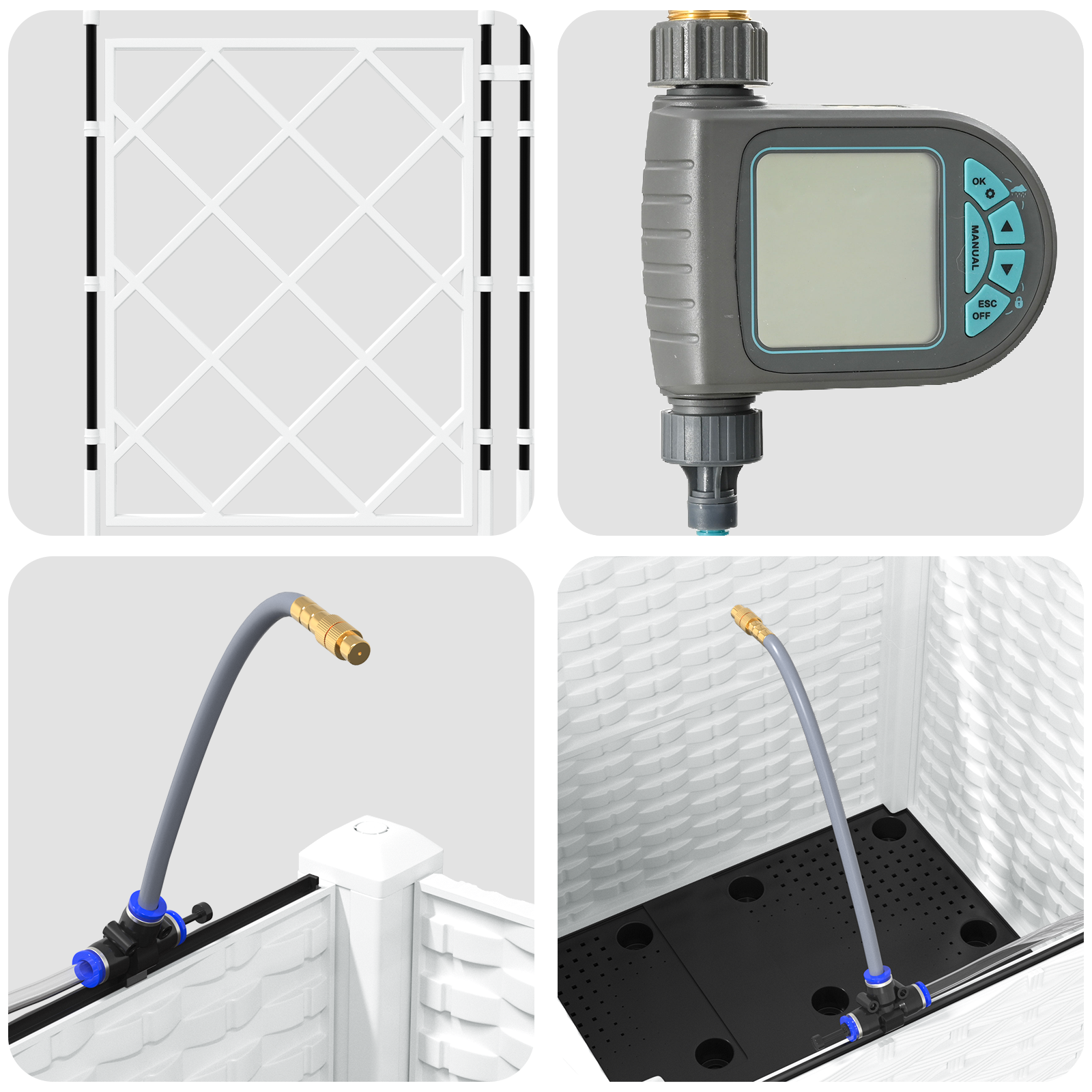 Garden Planters with Water Irrigation System White - Image 8