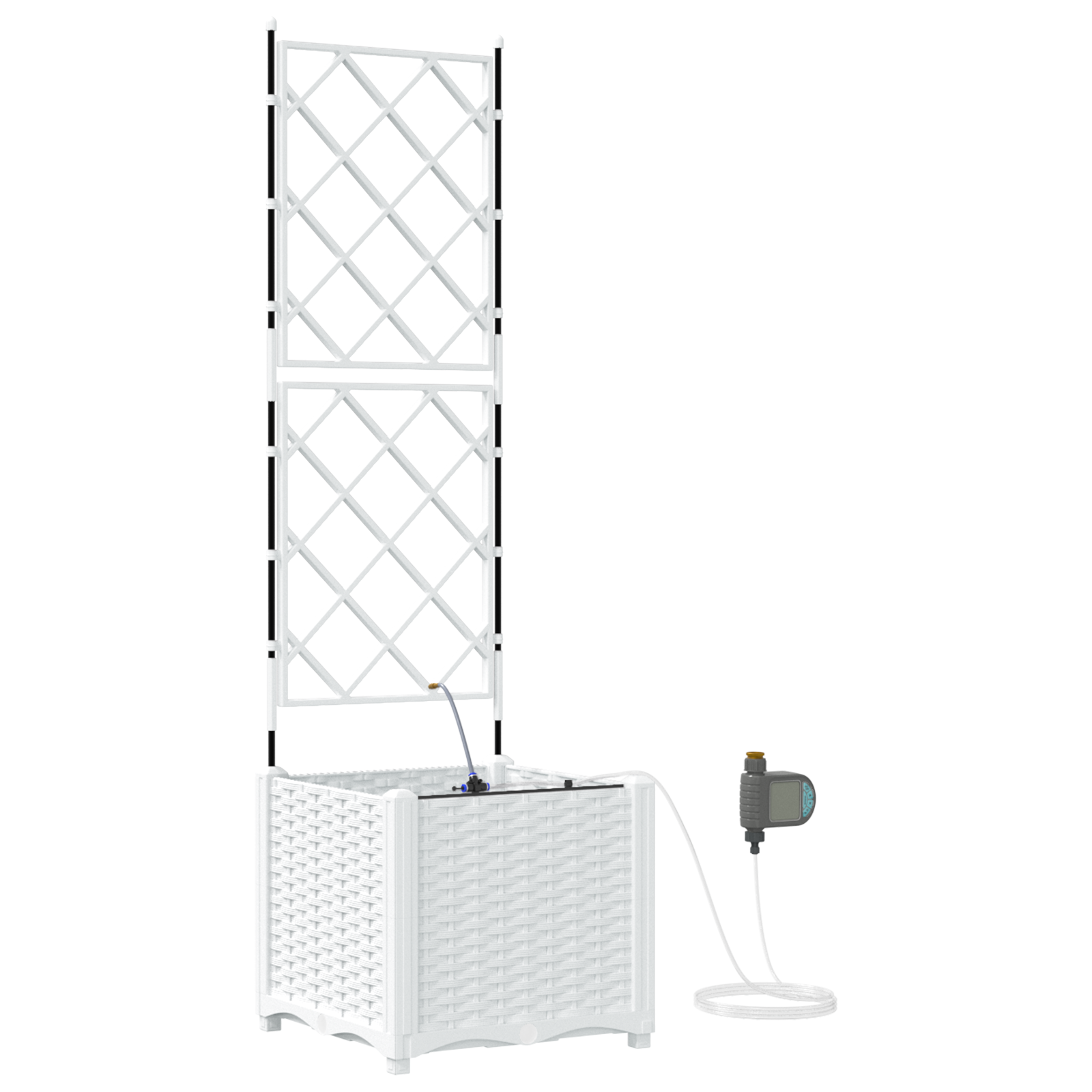 Thumbnail - vidaXL Gartenpflanzen 1 Stück Lattice Weiß 40 x 40 x 142 cm Plastik