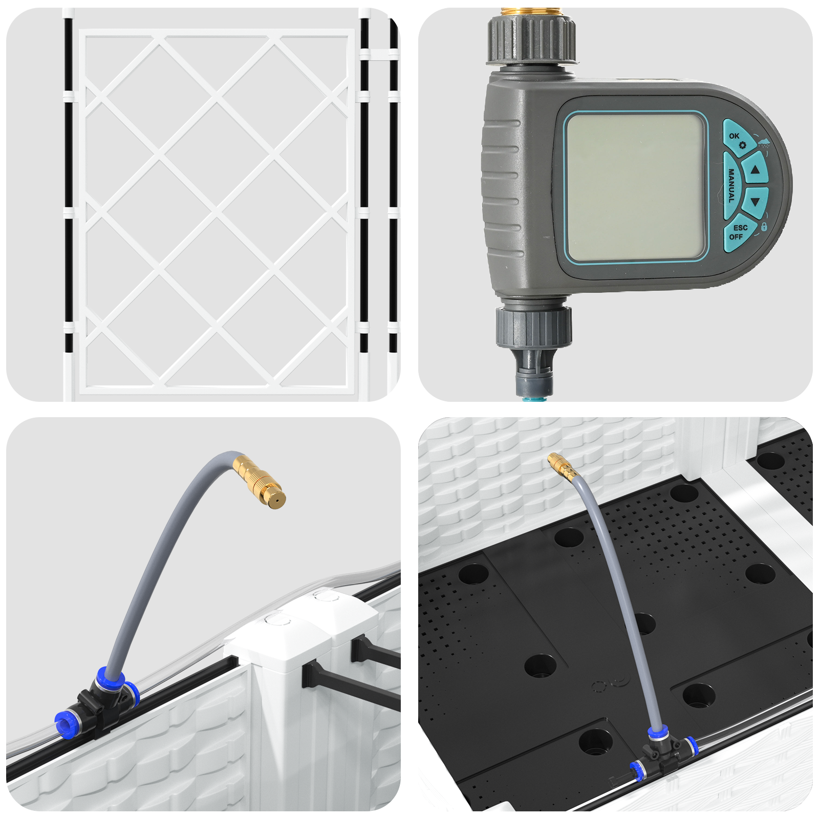 Garden Planters with Water Irrigation System 2 pcs White - Image 8