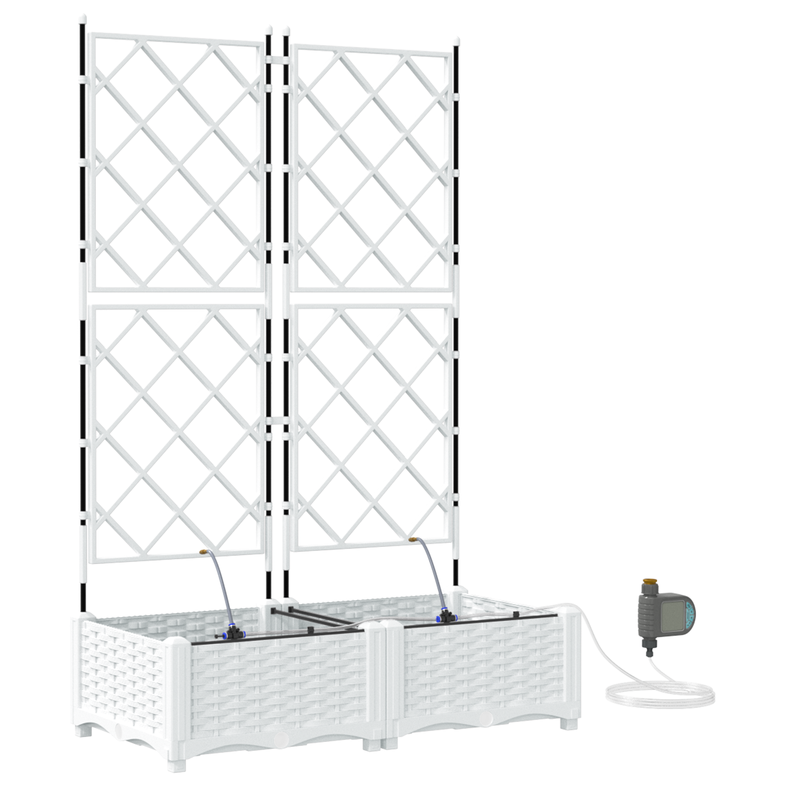 Thumbnail - vidaXL Gartenpflanzer Lattice mit Speicher Weiß 80 x 40 x 126 cm Plastik