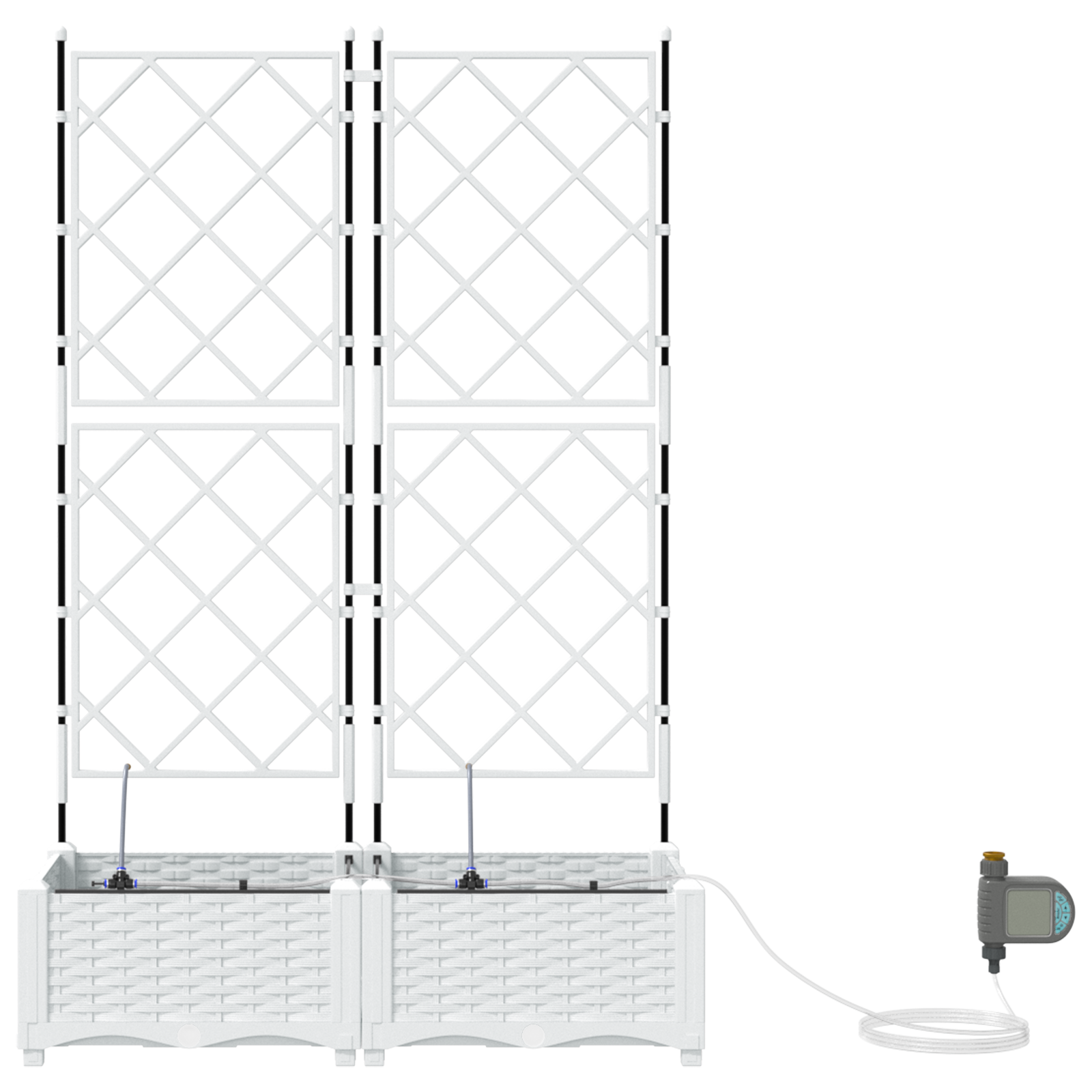 Garden Planters with Water Irrigation System 2 pcs White - Image 5