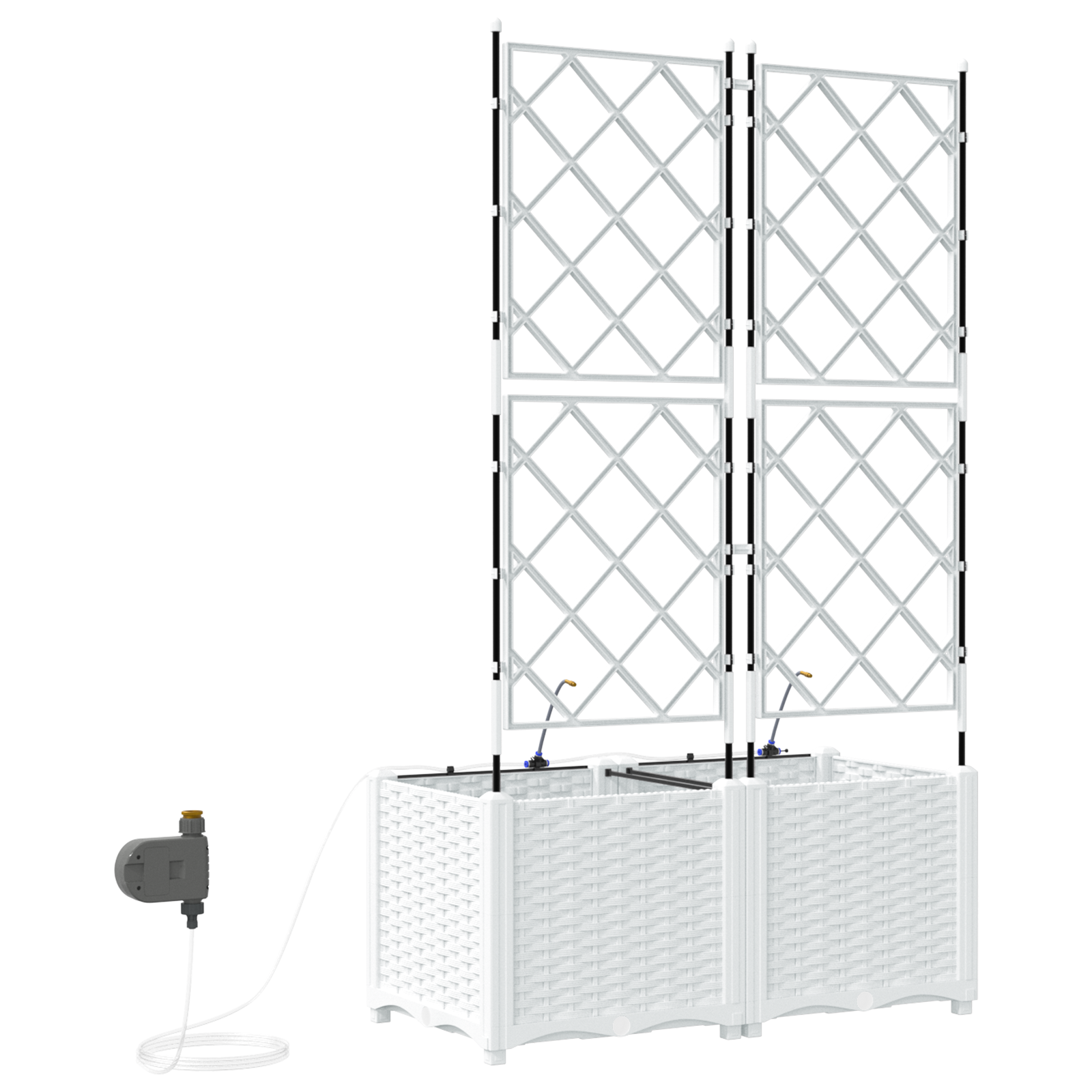 Garden Planters with Water Irrigation System 2 pcs White - Image 7