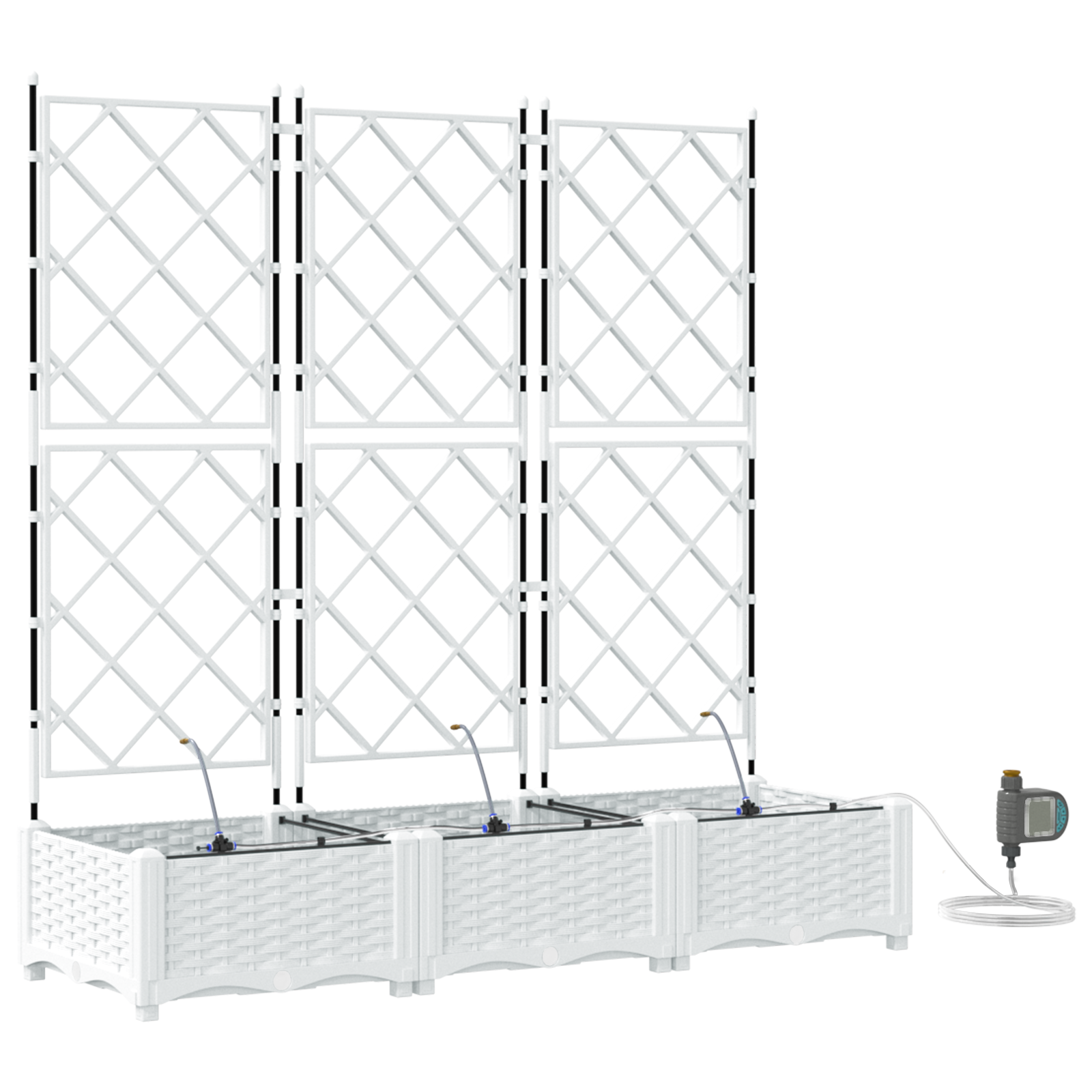 Garden Planters with Water Irrigation System 3 pcs White - Image 2