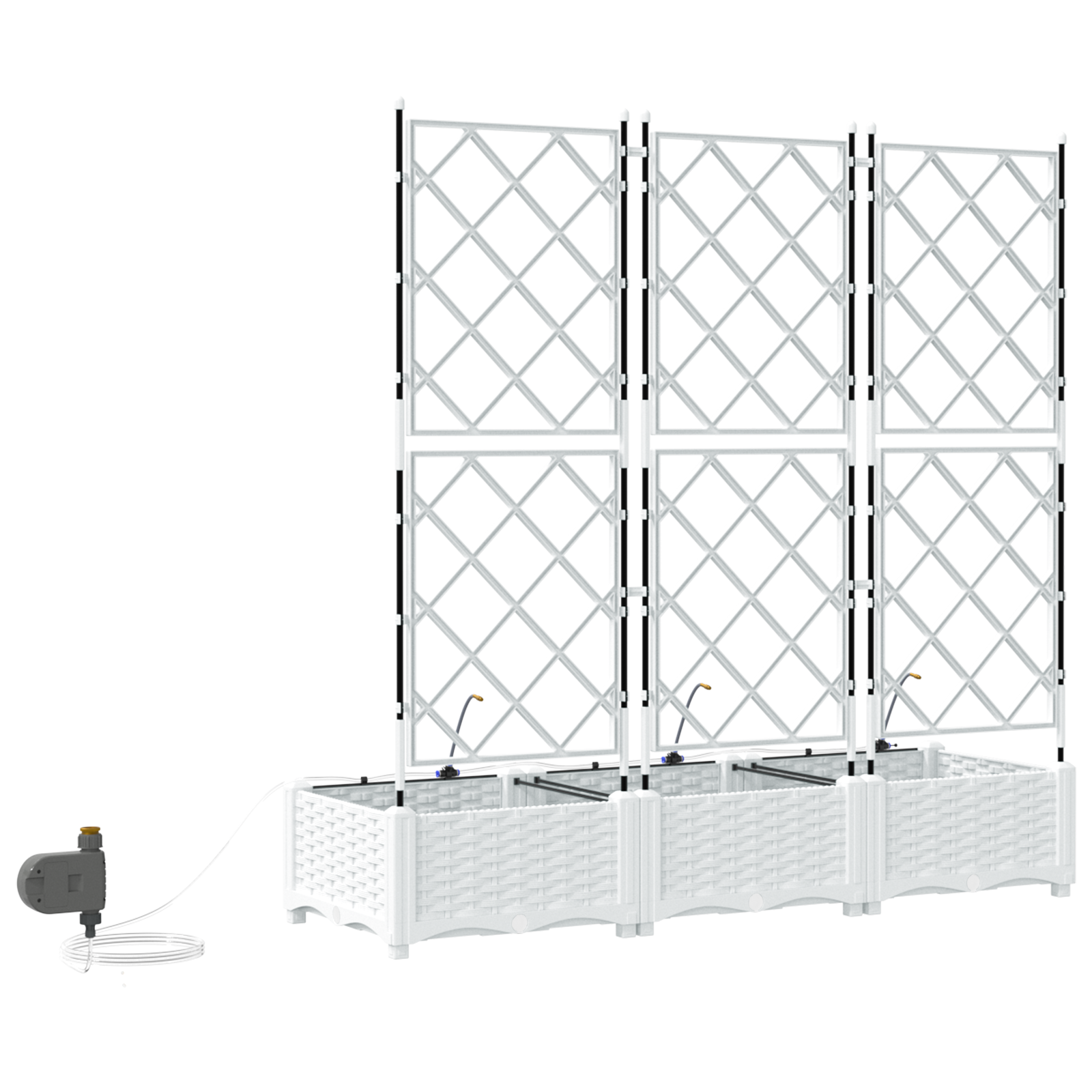 Garden Planters with Water Irrigation System 3 pcs White - Image 6