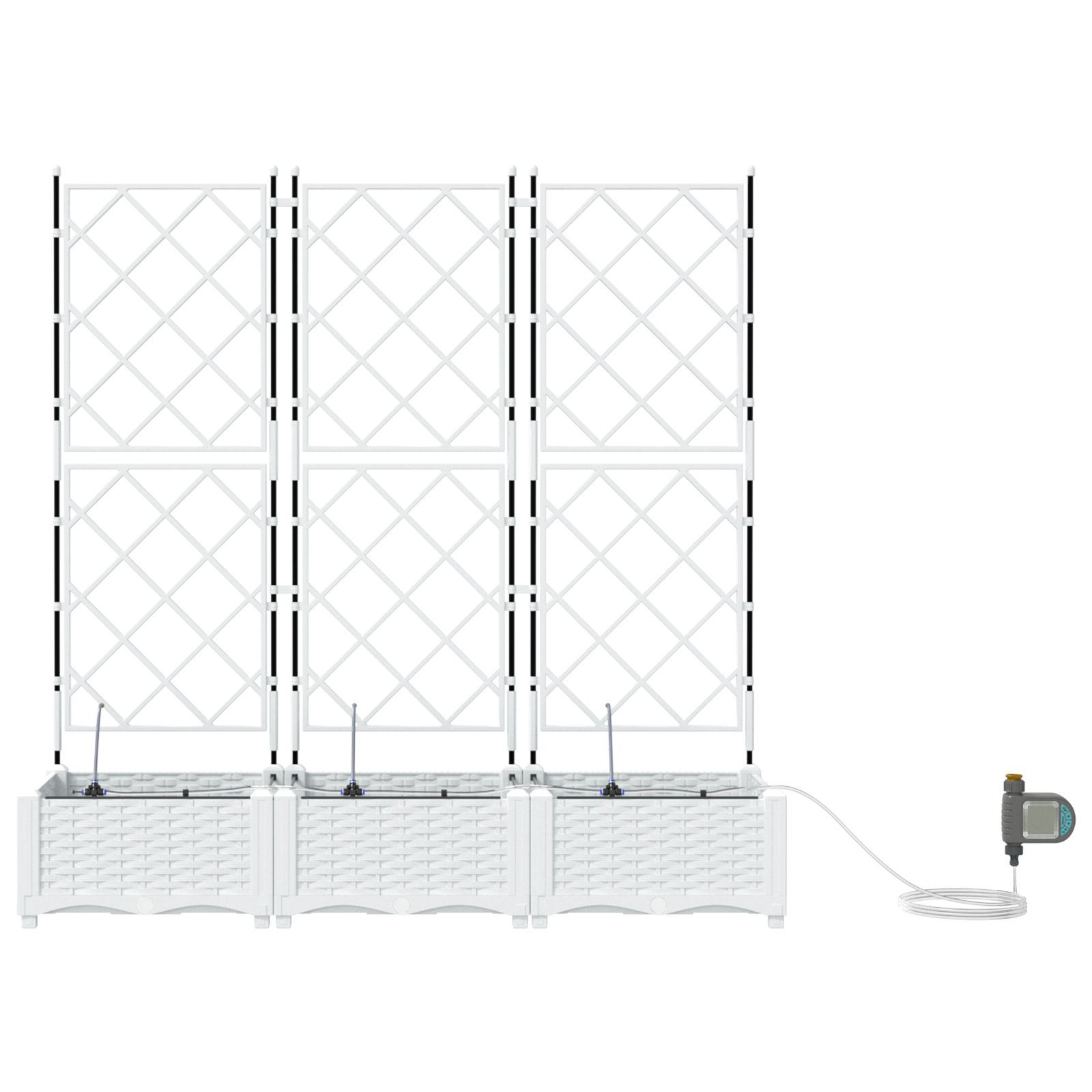 Garden Planters with Water Irrigation System 3 pcs White - Image 4