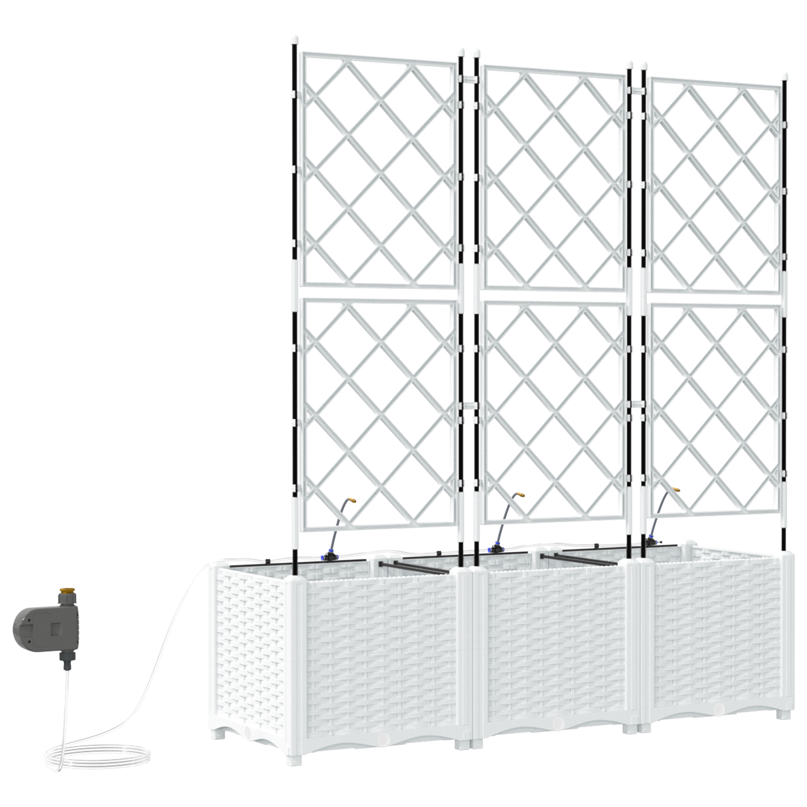 Garden Planters with Water Irrigation System 3 pcs White - Image 7