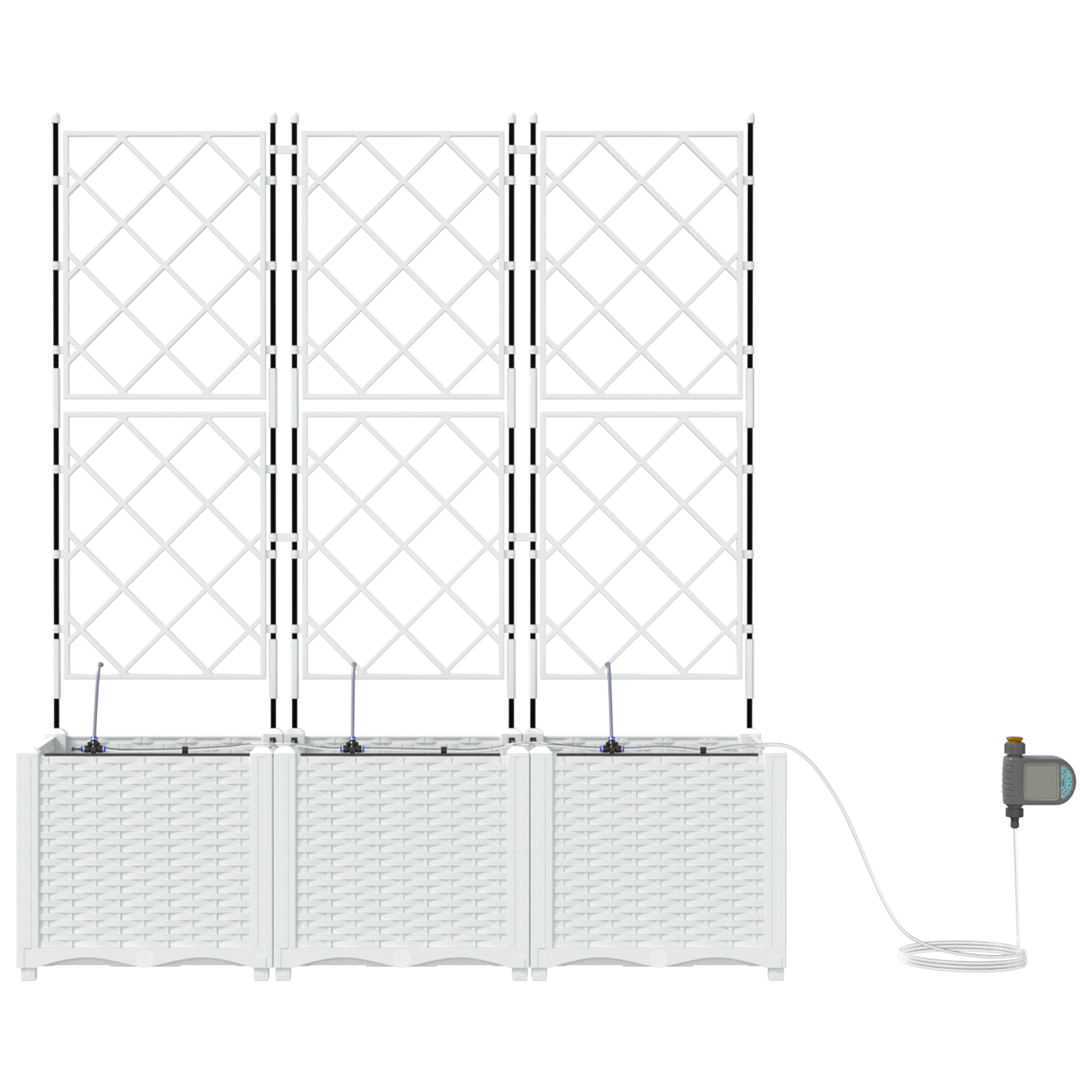 Garden Planters with Water Irrigation System 3 pcs White - Image 5