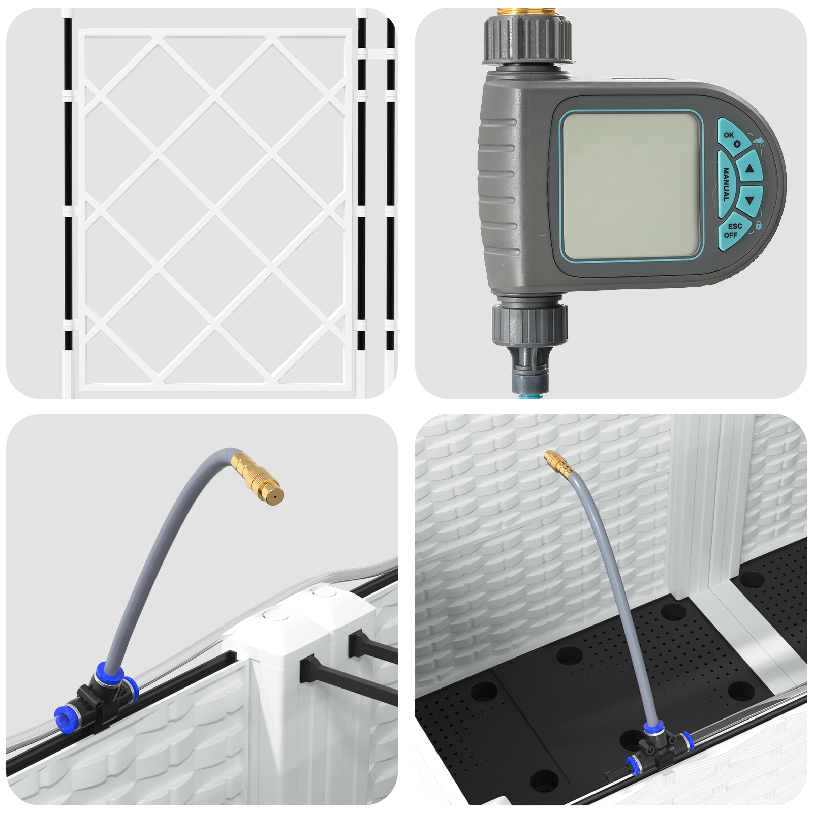 Garden Planters with Water Irrigation System 3 pcs White - Image 6