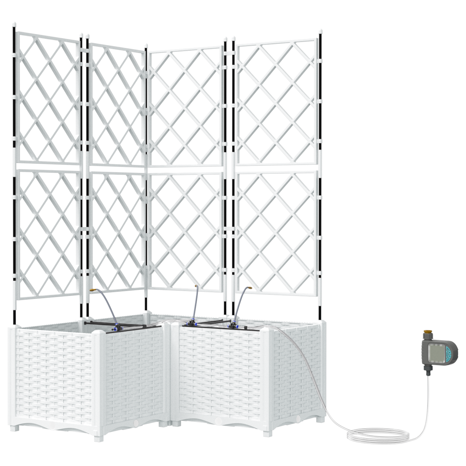 Garden Planters with Water Irrigation System 3 pcs White - Image 2