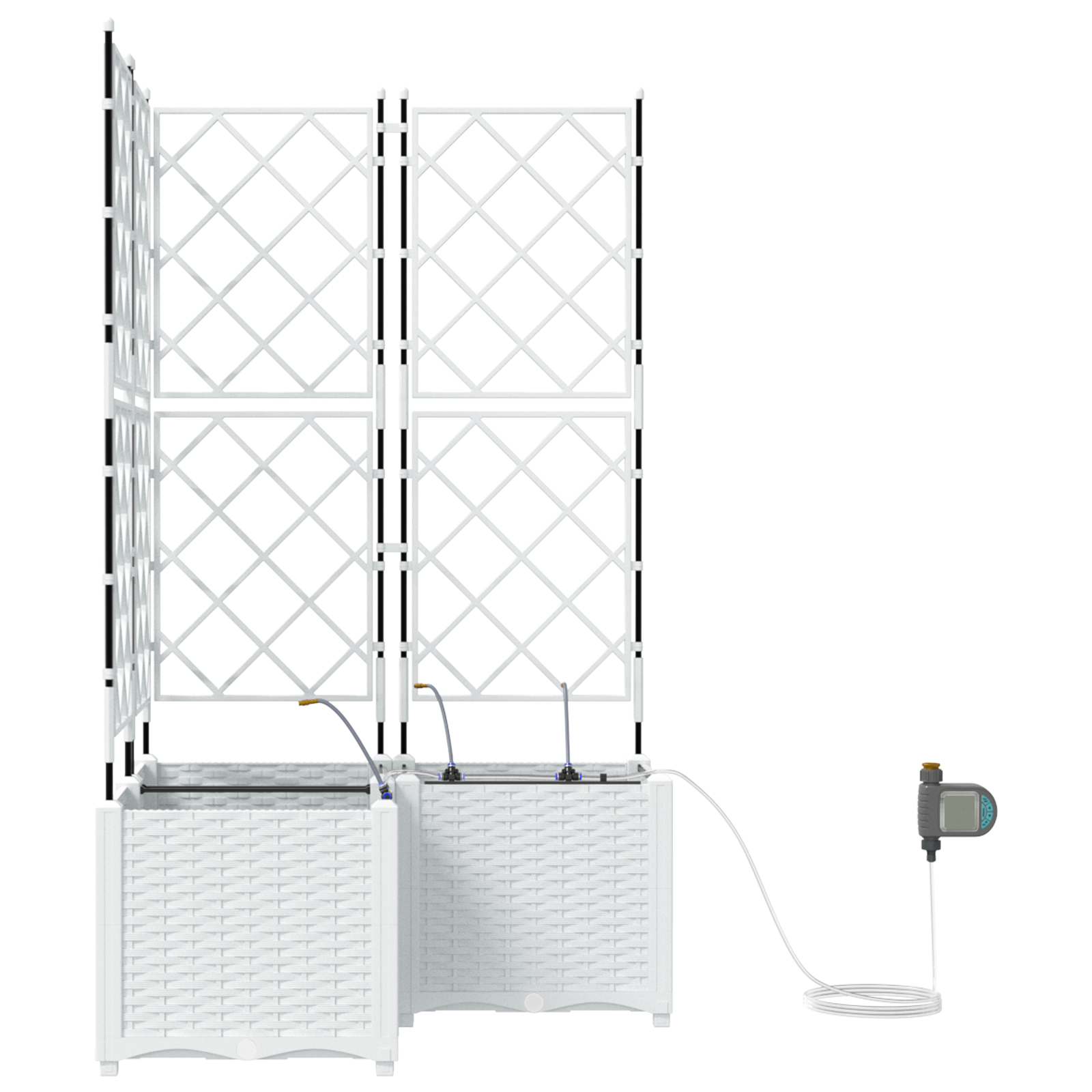 Garden Planters with Water Irrigation System 3 pcs White - Image 4