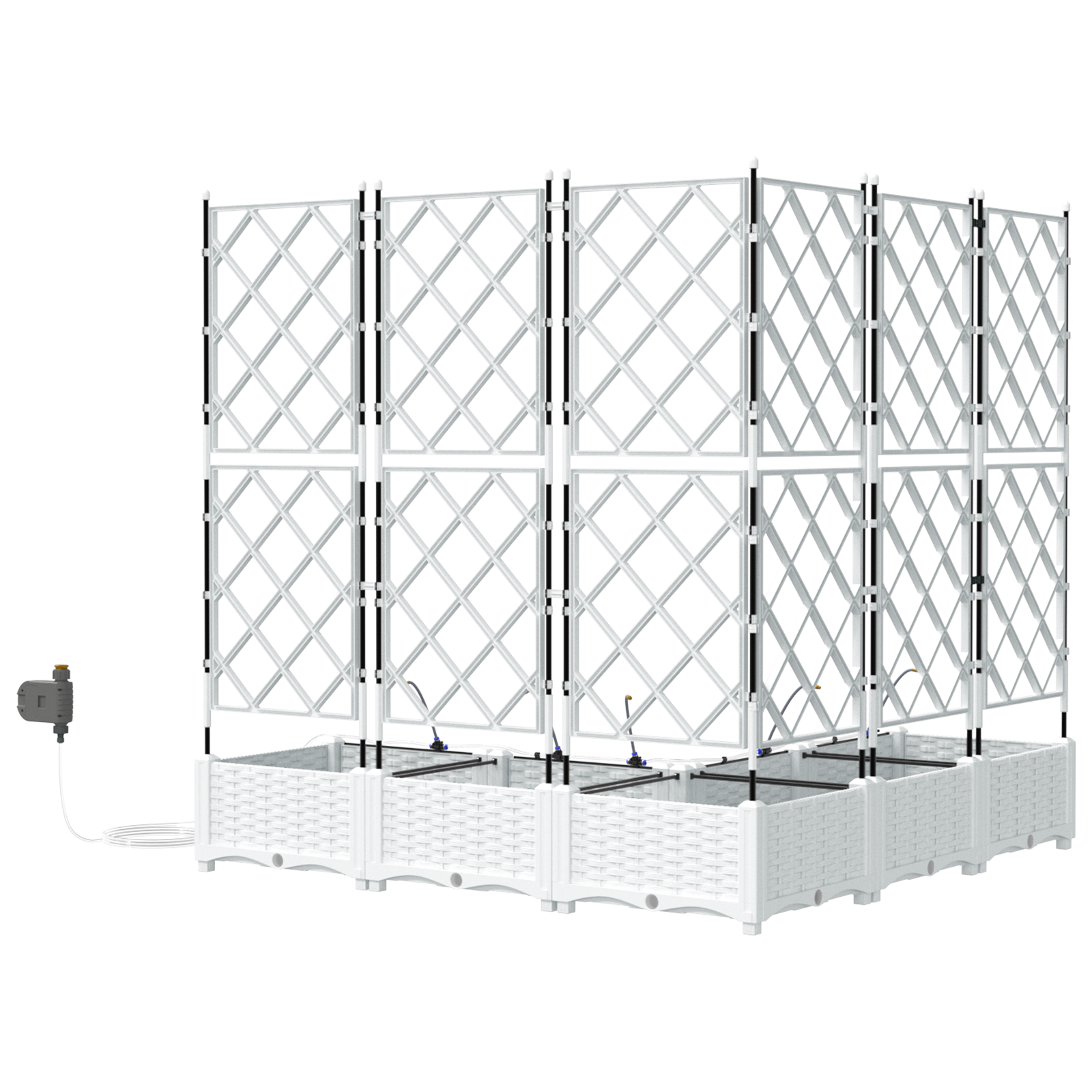 Garden Planters with Water Irrigation System 5 pcs White - Image 5