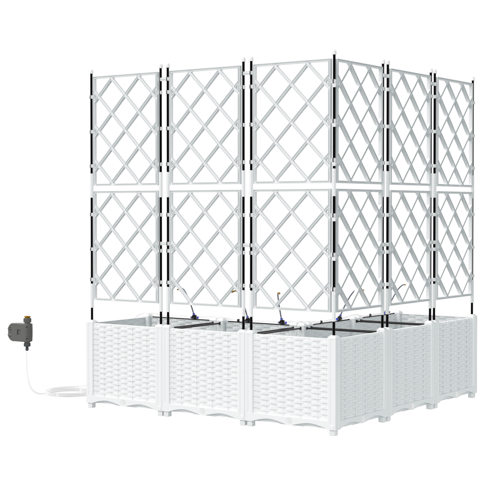 Garden Planters with Water Irrigation System 5 pcs White - Image 6