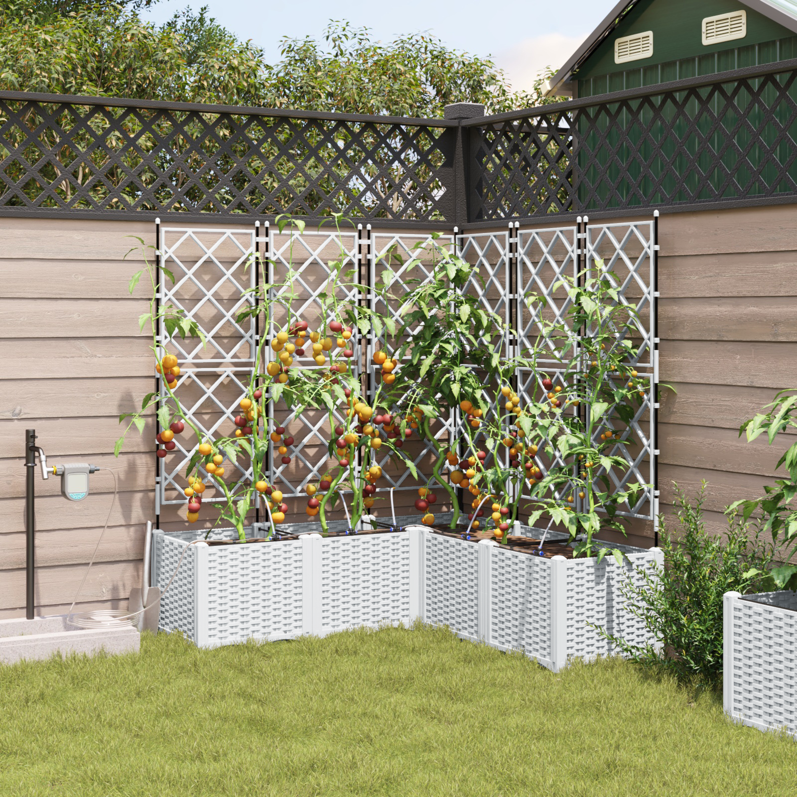 Tuinplantenbakken met Water Irrigatiesysteem 5 stuks Wit
