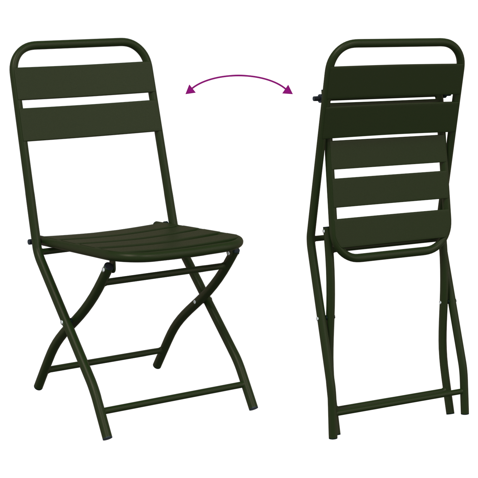 Folding Garden Chairs 2 pcs Dark Green 42x52x82 cm Powder-coated Steel - Image 11