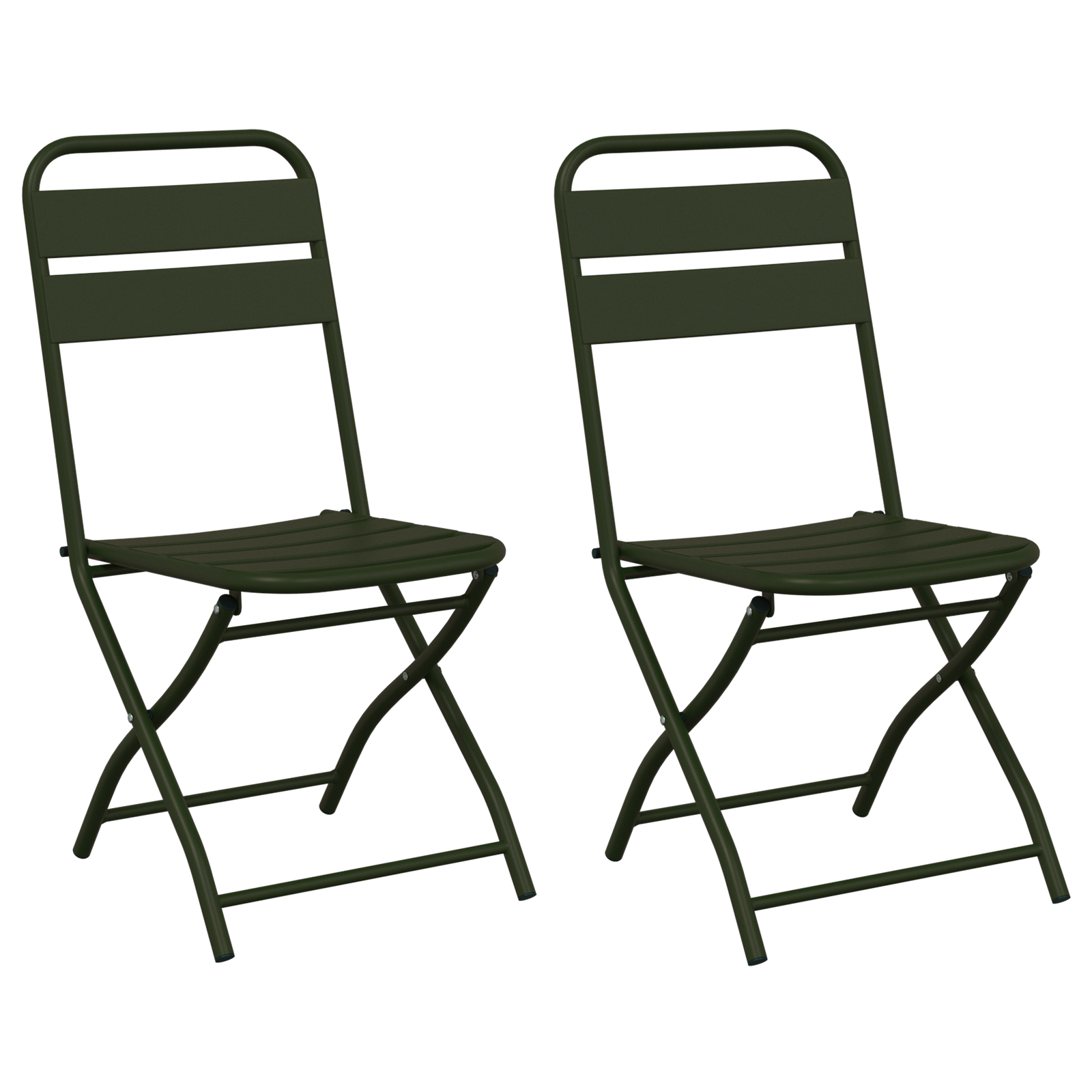 Folding Garden Chairs 2 pcs Dark Green 42x52x82 cm Powder-coated Steel - Image 2