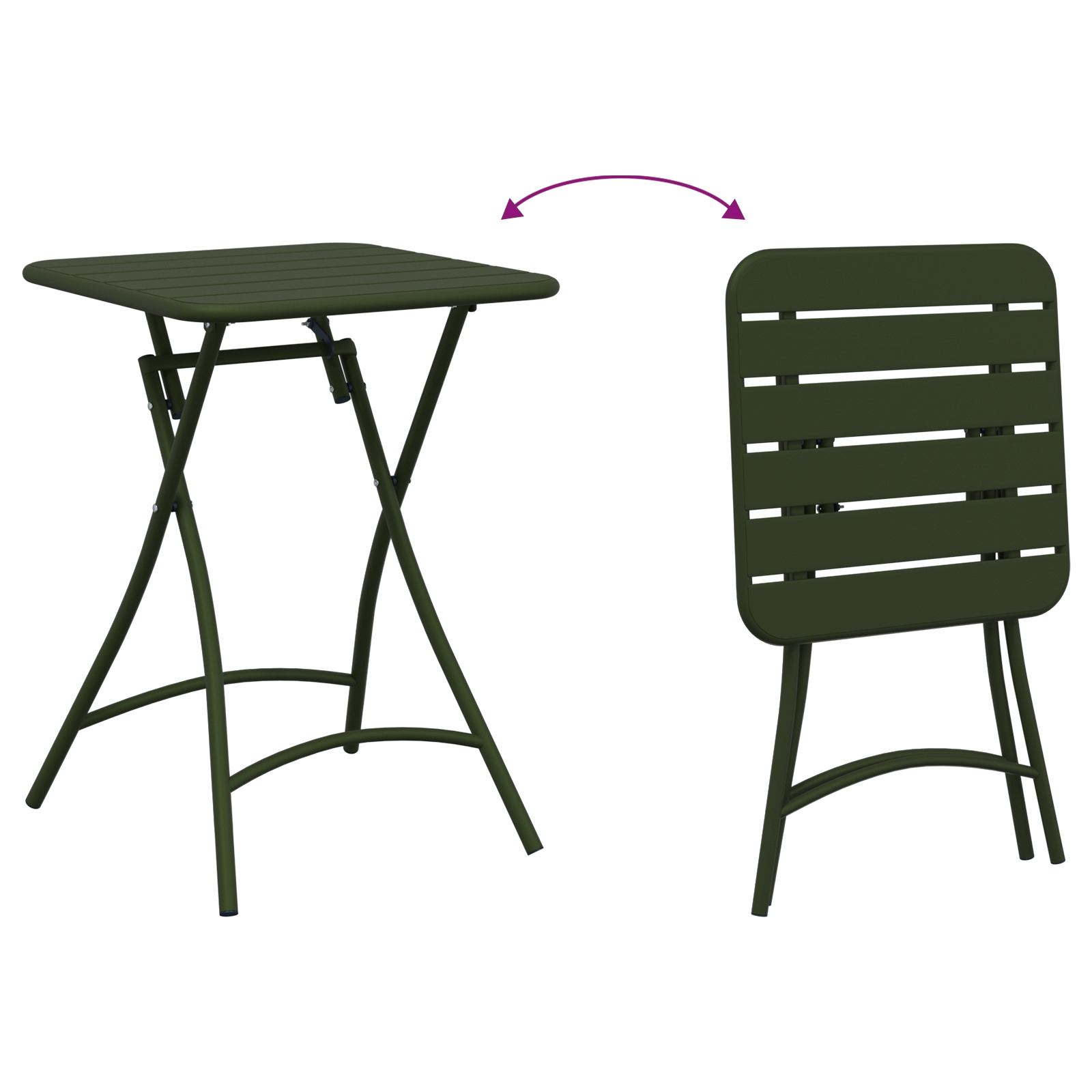 Dark Green Folding Garden Table 55x55x73 cm - Steel - Image 9