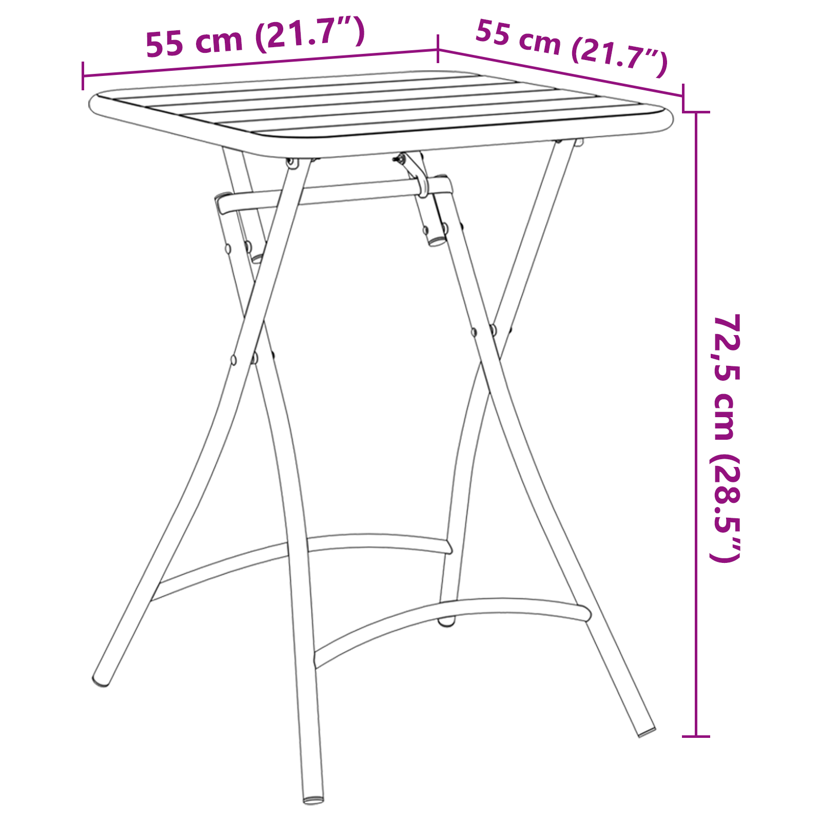 Sulankstomas Sodo Stalas Geltonas 55x55x73 cm Plienas - Image 10
