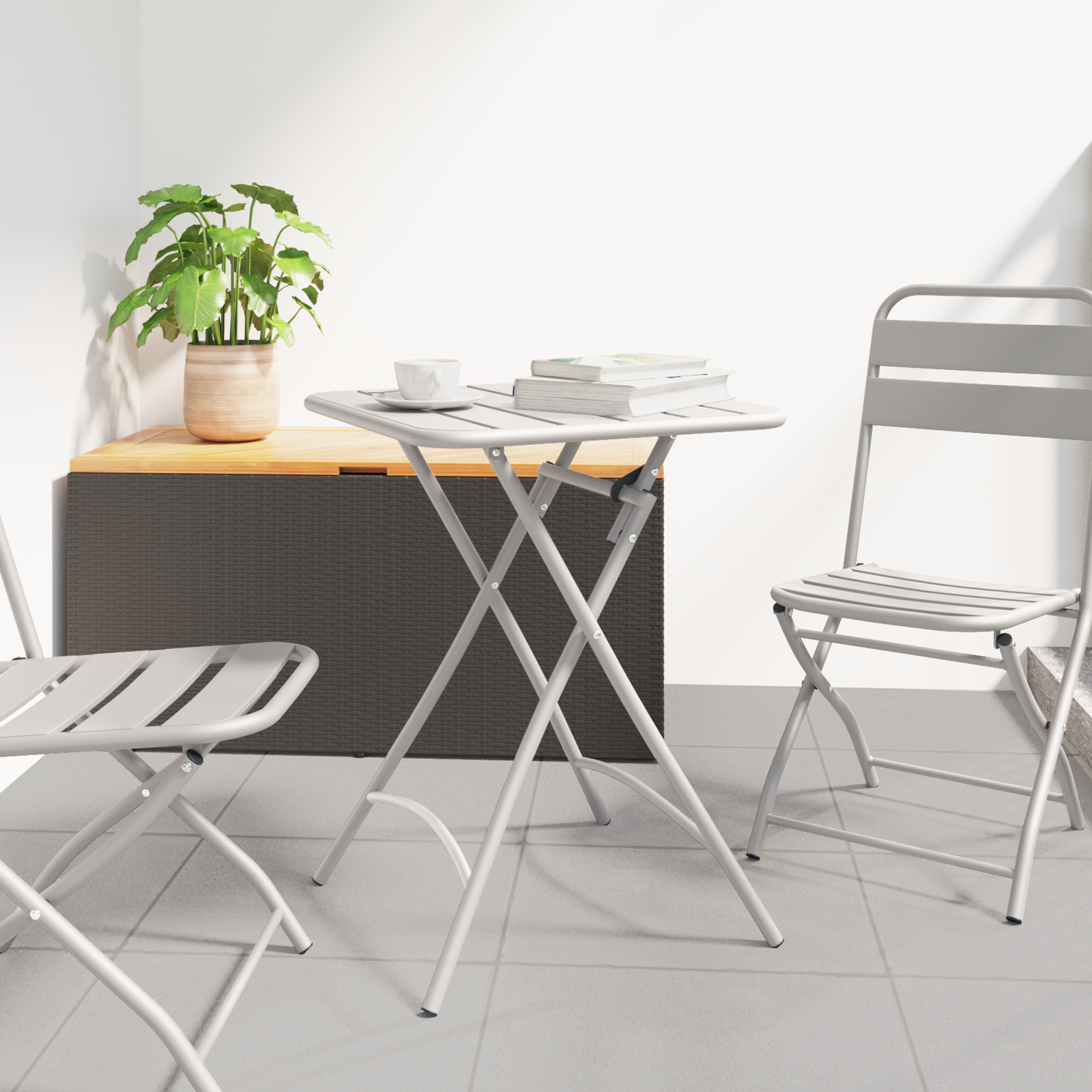 Sulankstomas Sodo Stalas Smėlio 55x55x73 cm Plienas