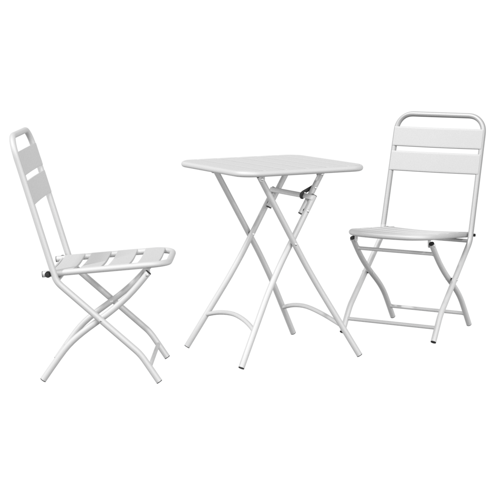 3 dalių sulankstomas bistro komplektas, baltas, plieninis - Image 2