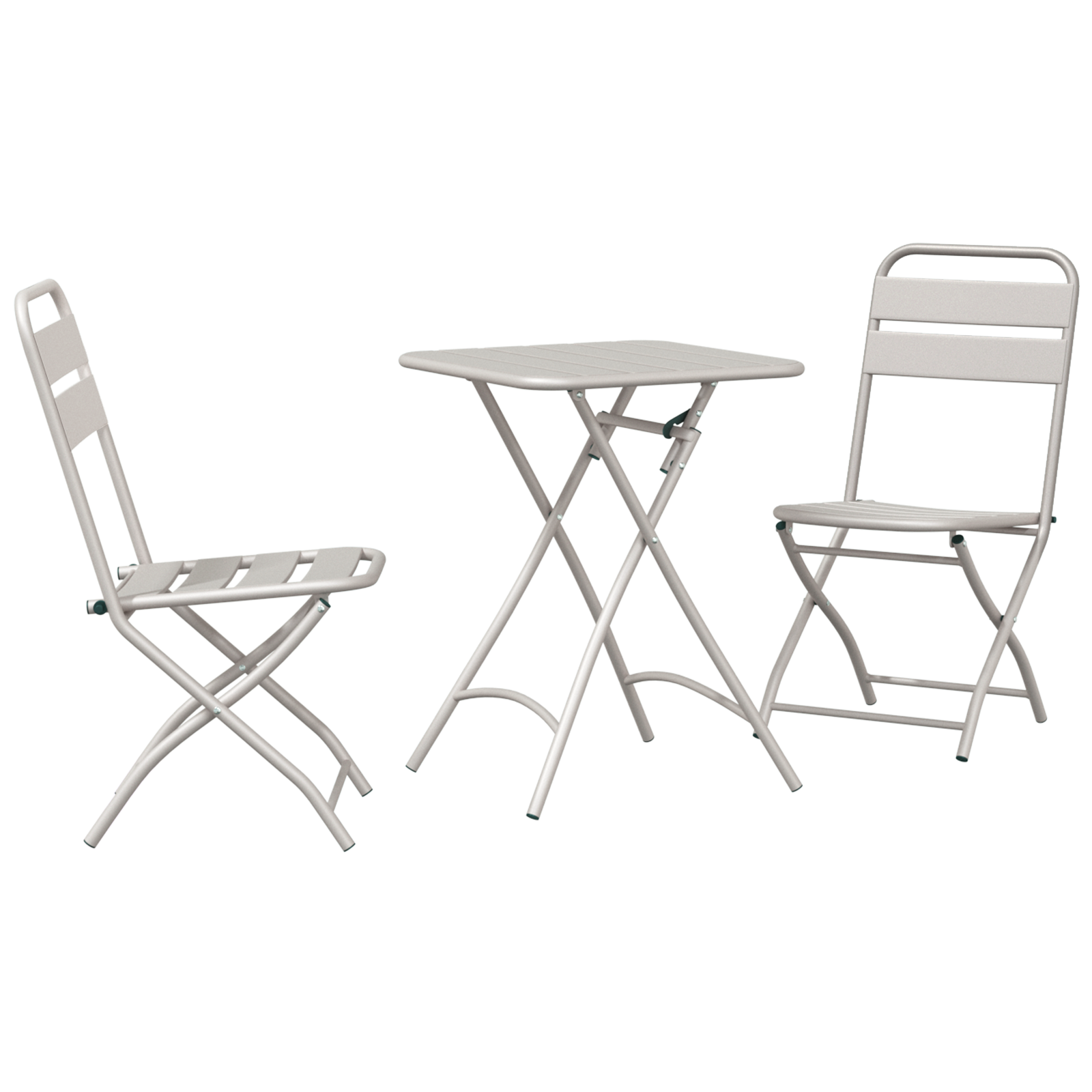 3-Piece Folding Bistro Set in Beige Steel - Image 2