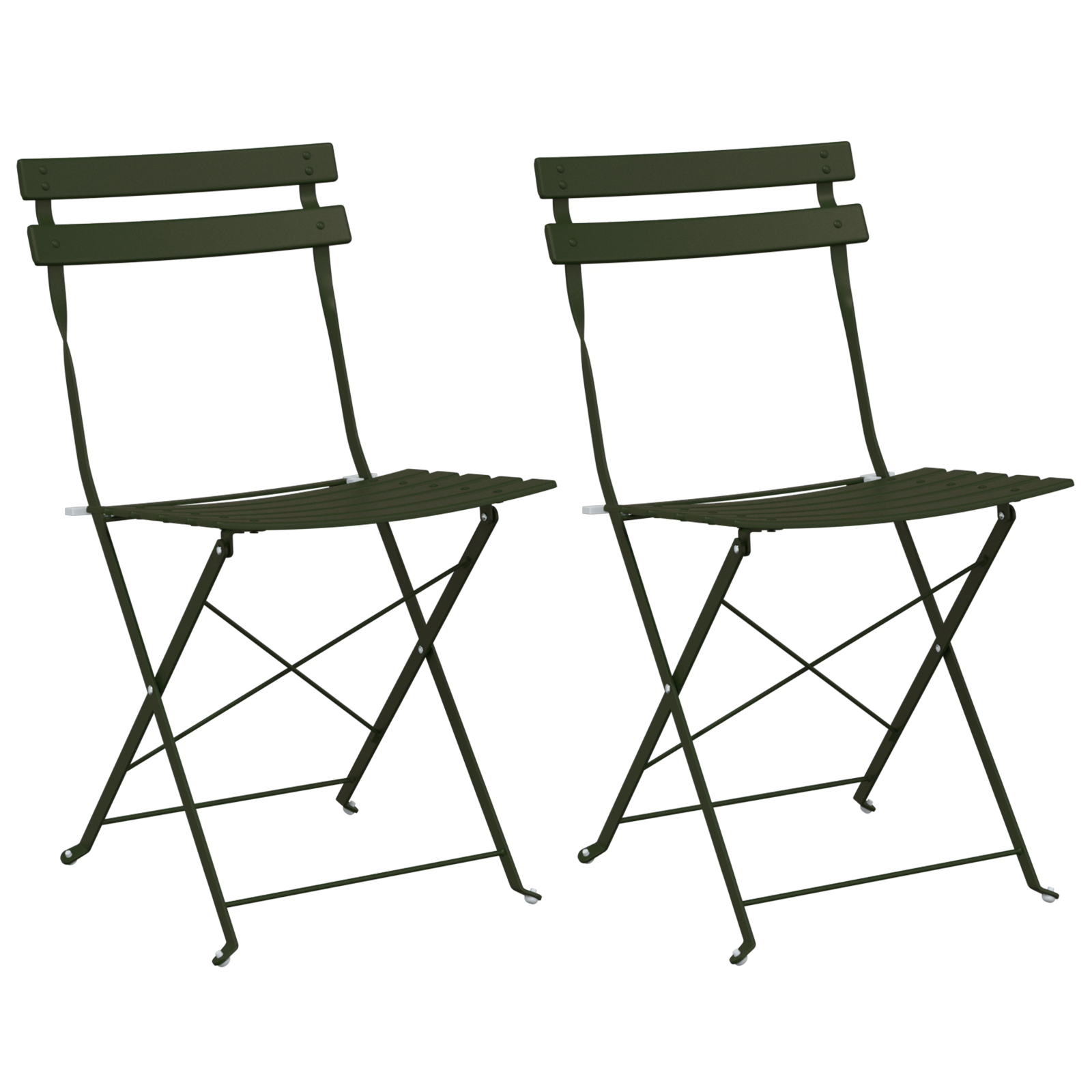 Outdoor Chairs Dark green Metal Medium Foldable Patio Chair - Image 2
