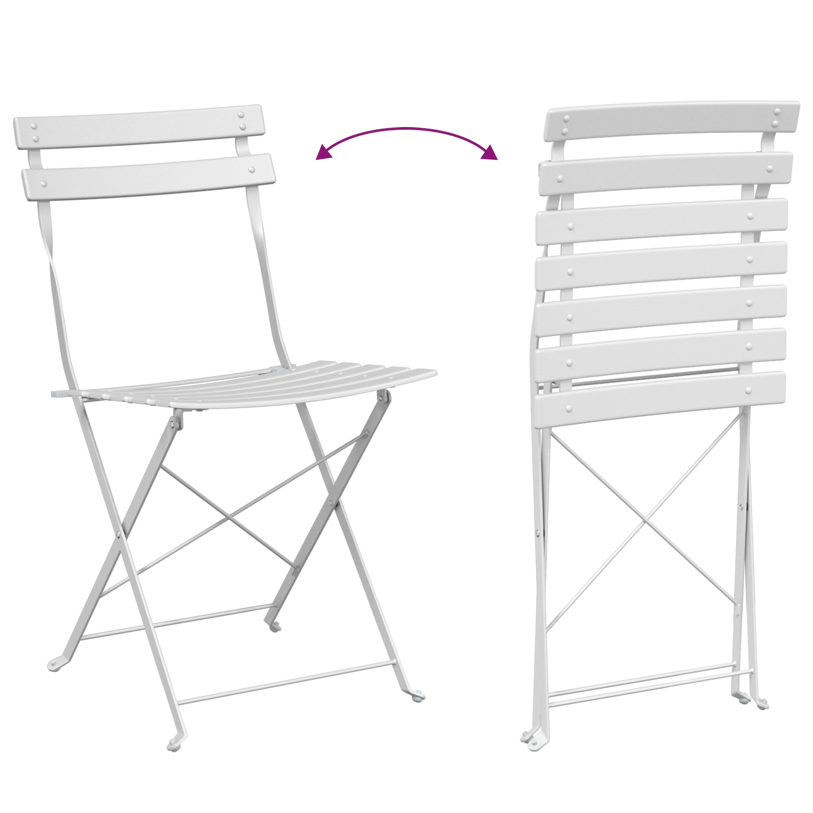 Outdoor Chairs Cool White Metal Standard Foldable Patio Chairs - Image 11