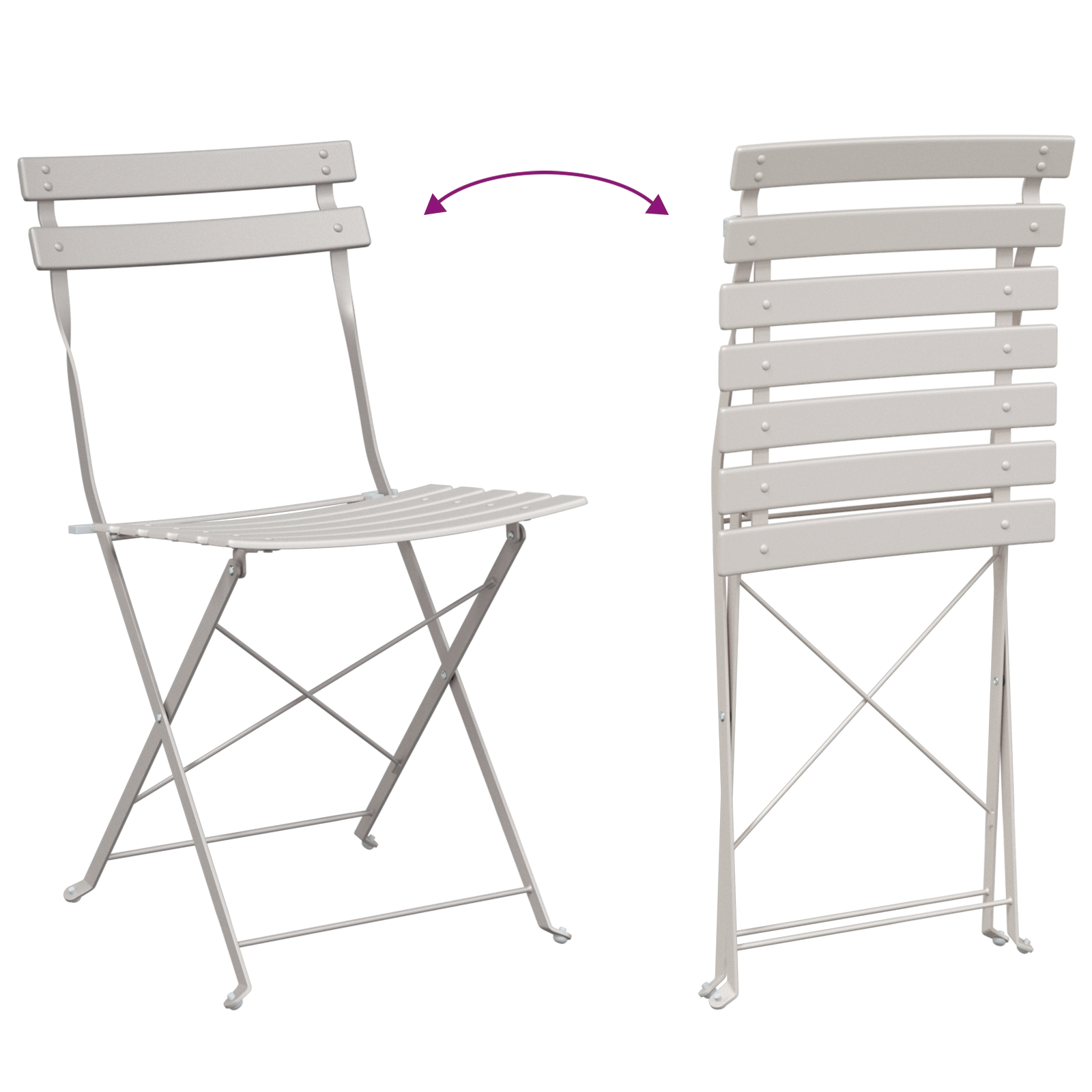 Folding Garden Chairs 2 Pack Beige Steel - Image 11