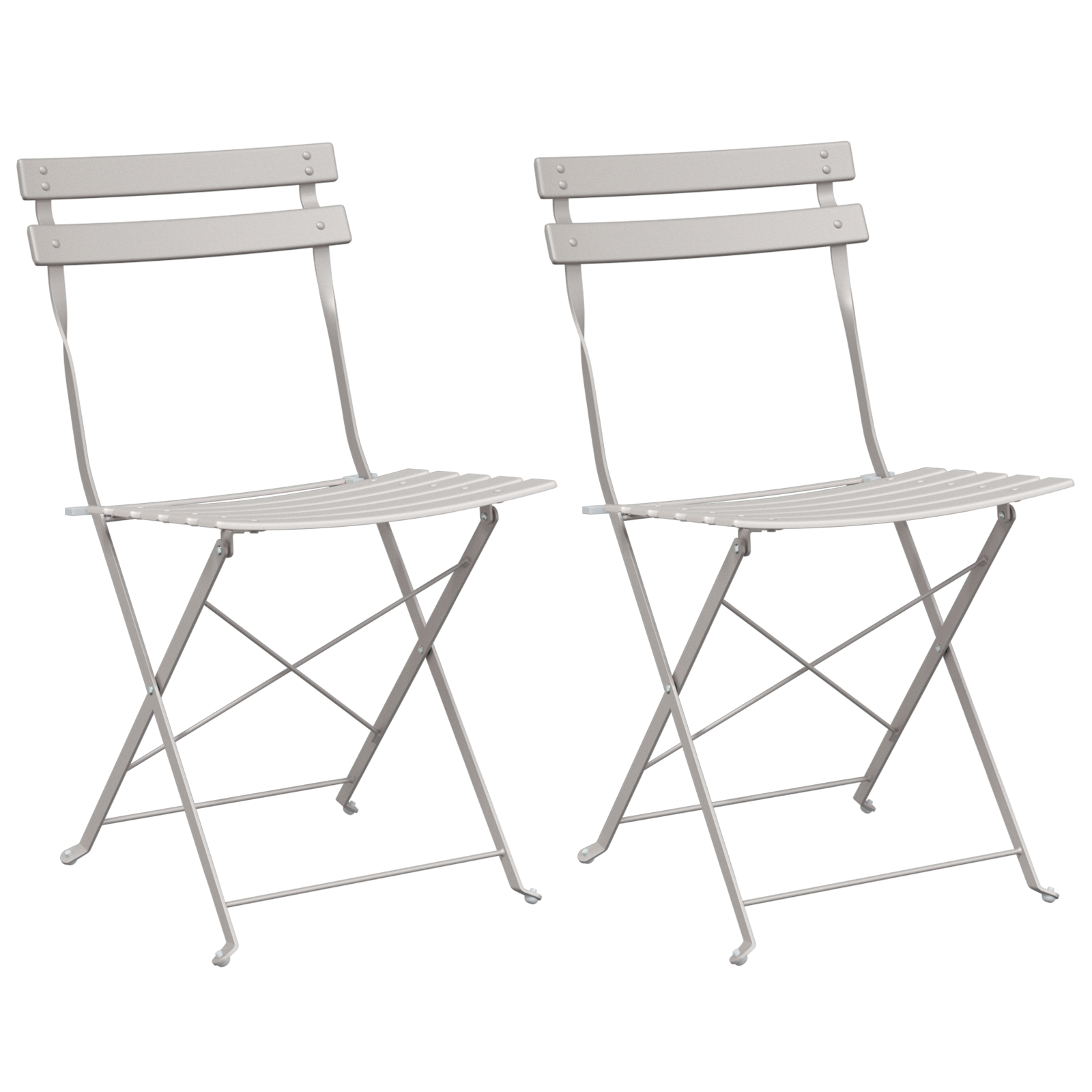 Folding Garden Chairs 2 Pack Beige Steel - Image 2
