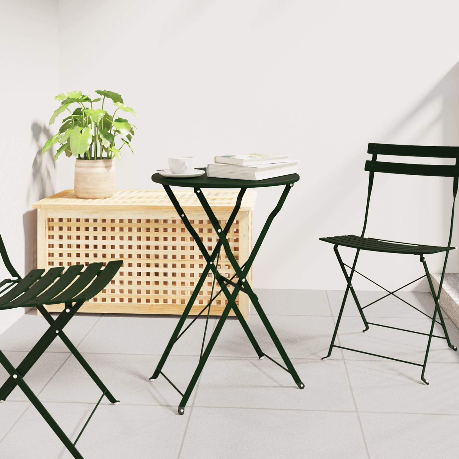 Folding Bistro Table Dark Green Ø50x71 cm Powder-coated Steel