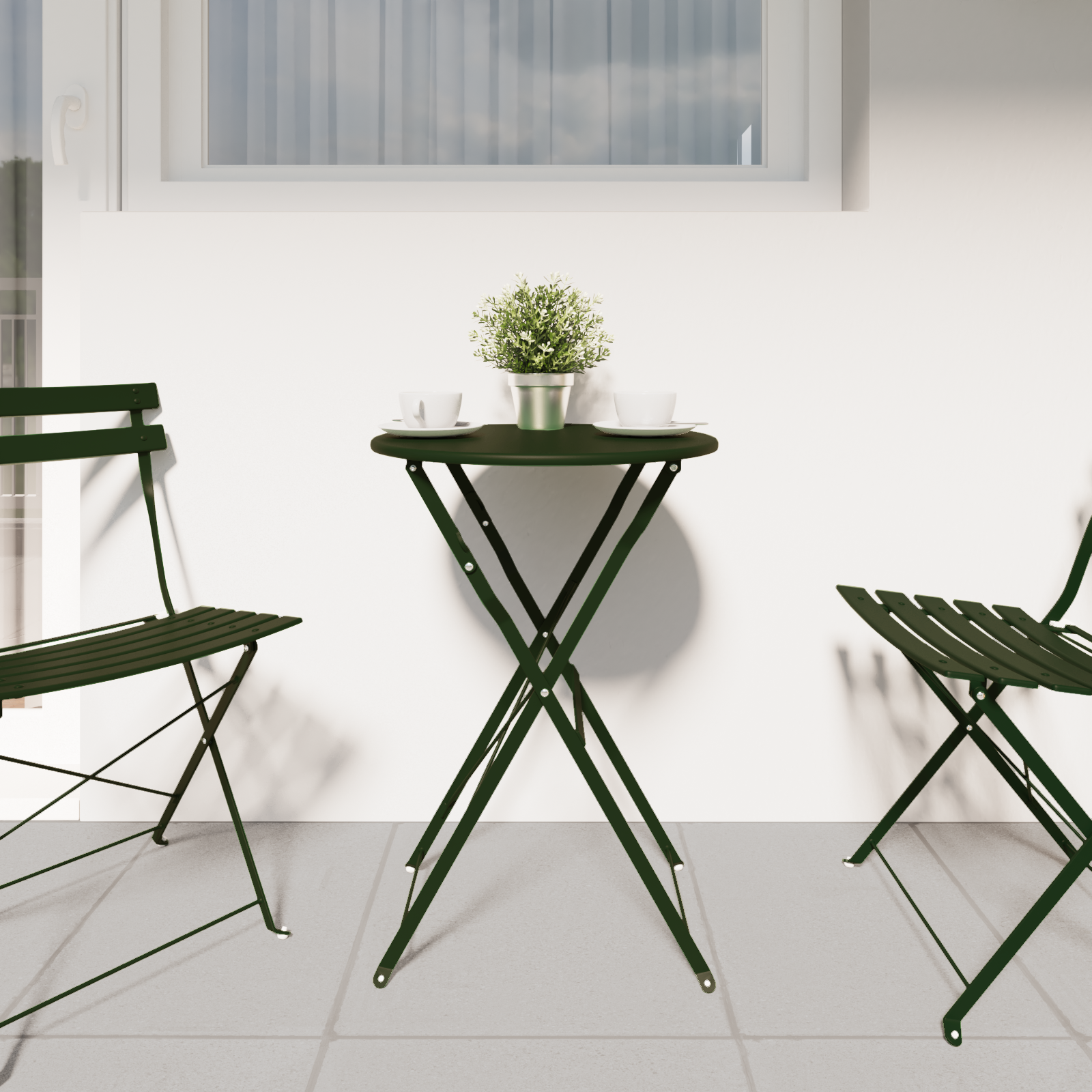 Folding Bistro Table Dark Green Ø50x71 cm Powder-coated Steel - Image 3