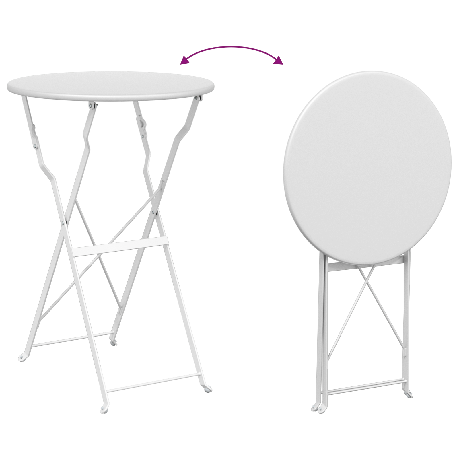 Folding Bistro Table White Ø50x71 cm Powder-coated Steel - Image 9