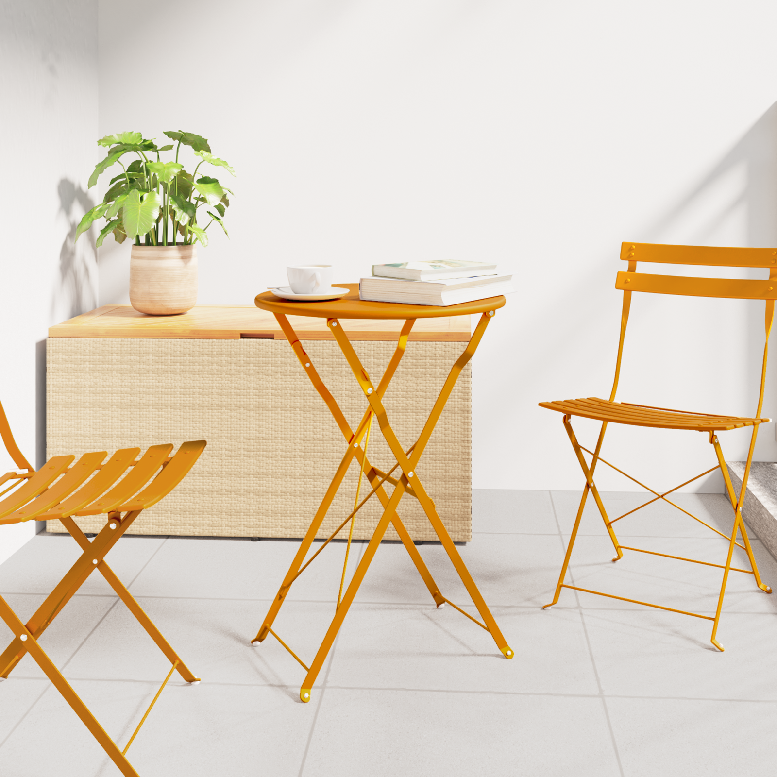 Folding Bistro Table Mustard Yellow Ø50x71 cm Powder-coated Steel