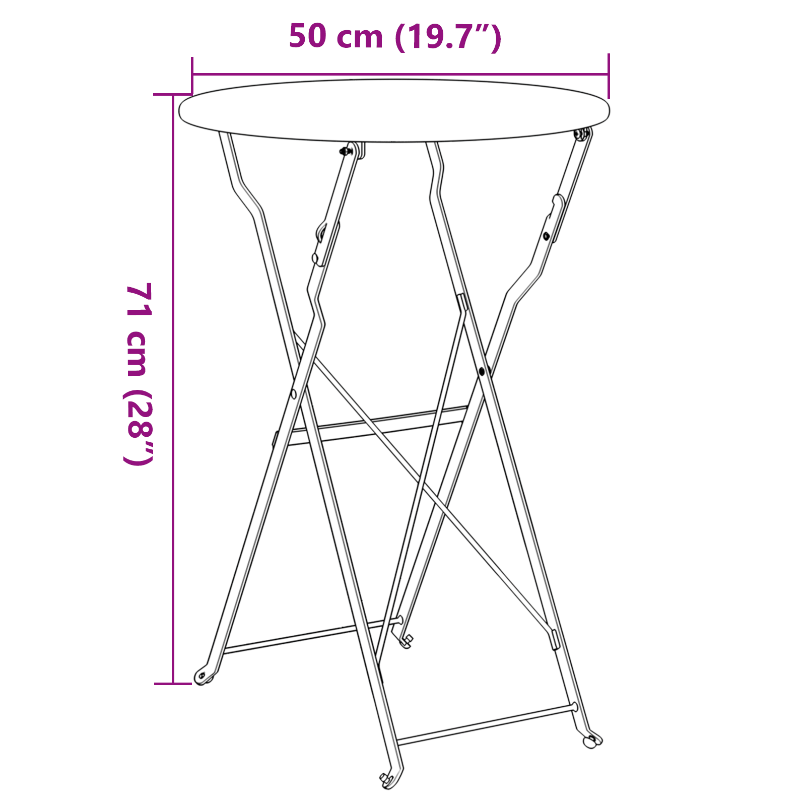 Folding Bistro Table Mustard Yellow Ø50x71 cm Powder-coated Steel - Image 10