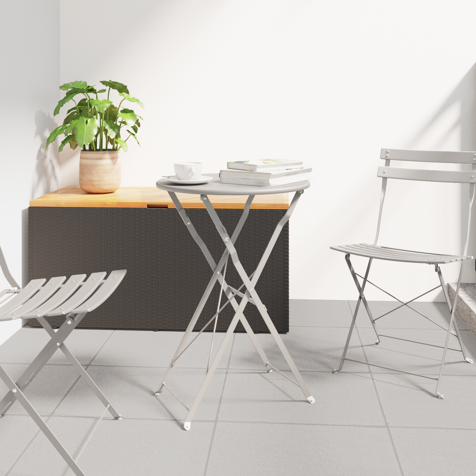 Folding Bistro Table Beige Ø50x71 cm Powder-coated Steel