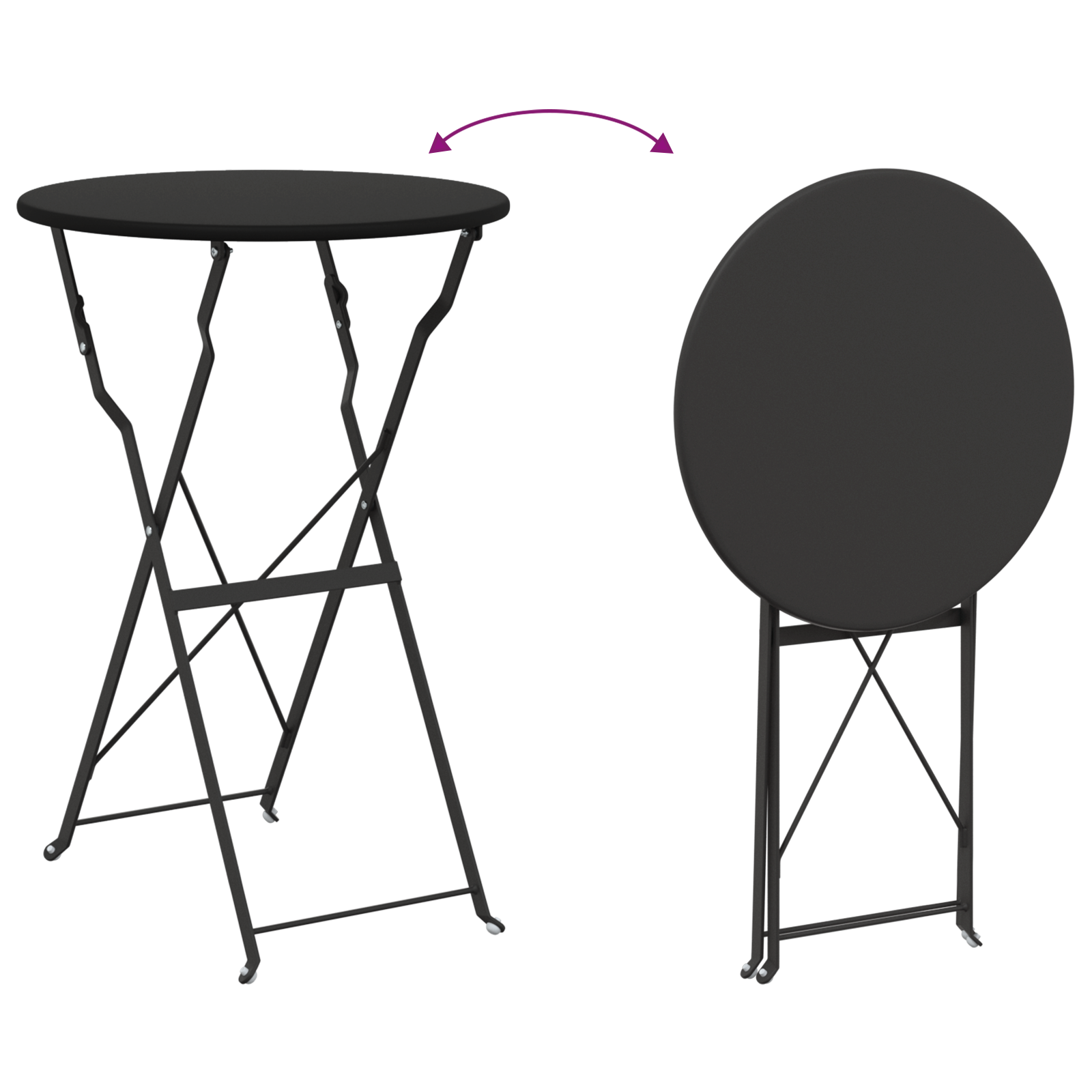Folding Bistro Table Anthracite Ø50x71 cm Powder-coated Steel - Image 9
