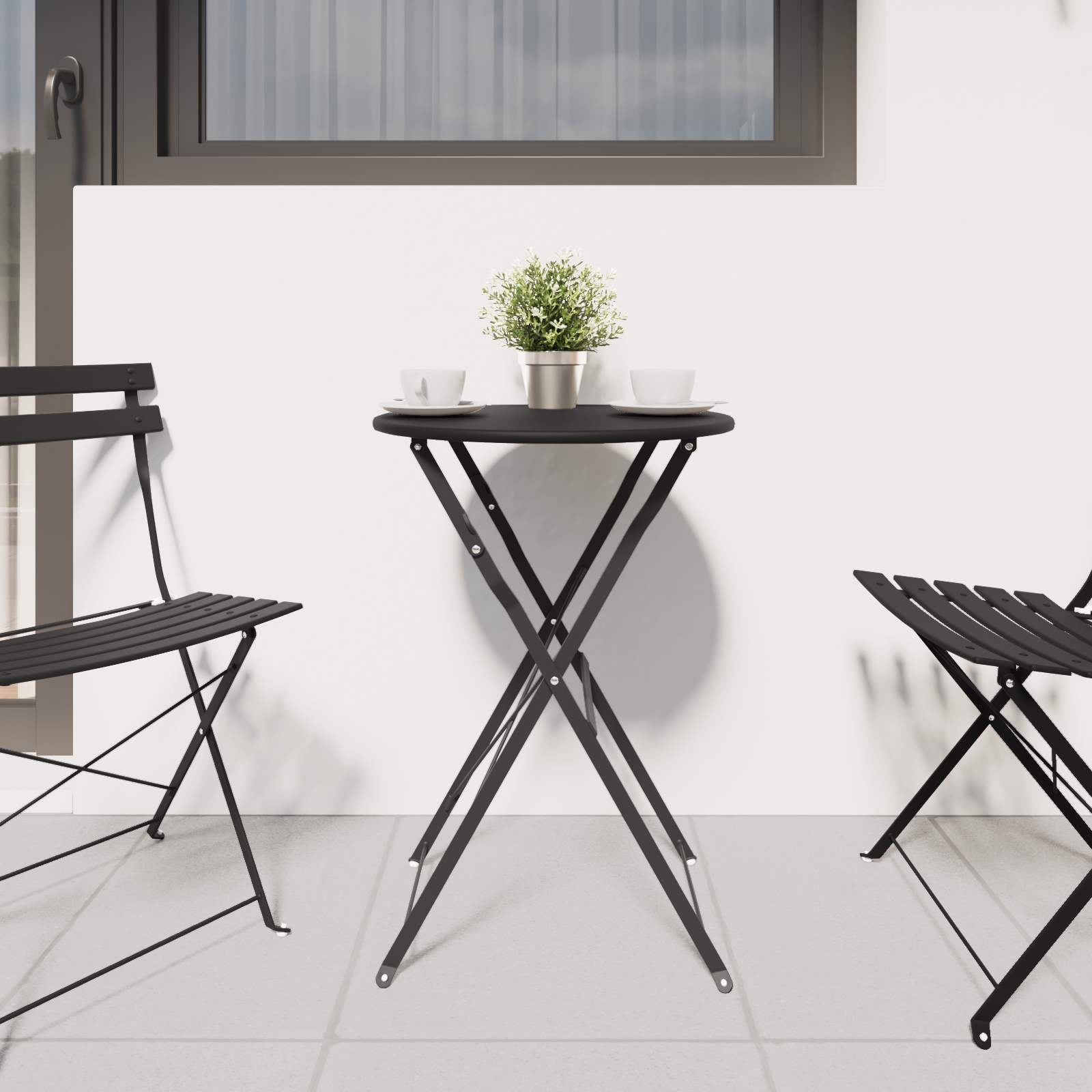 Folding Bistro Table Anthracite Ø50x71 cm Powder-coated Steel - Image 3