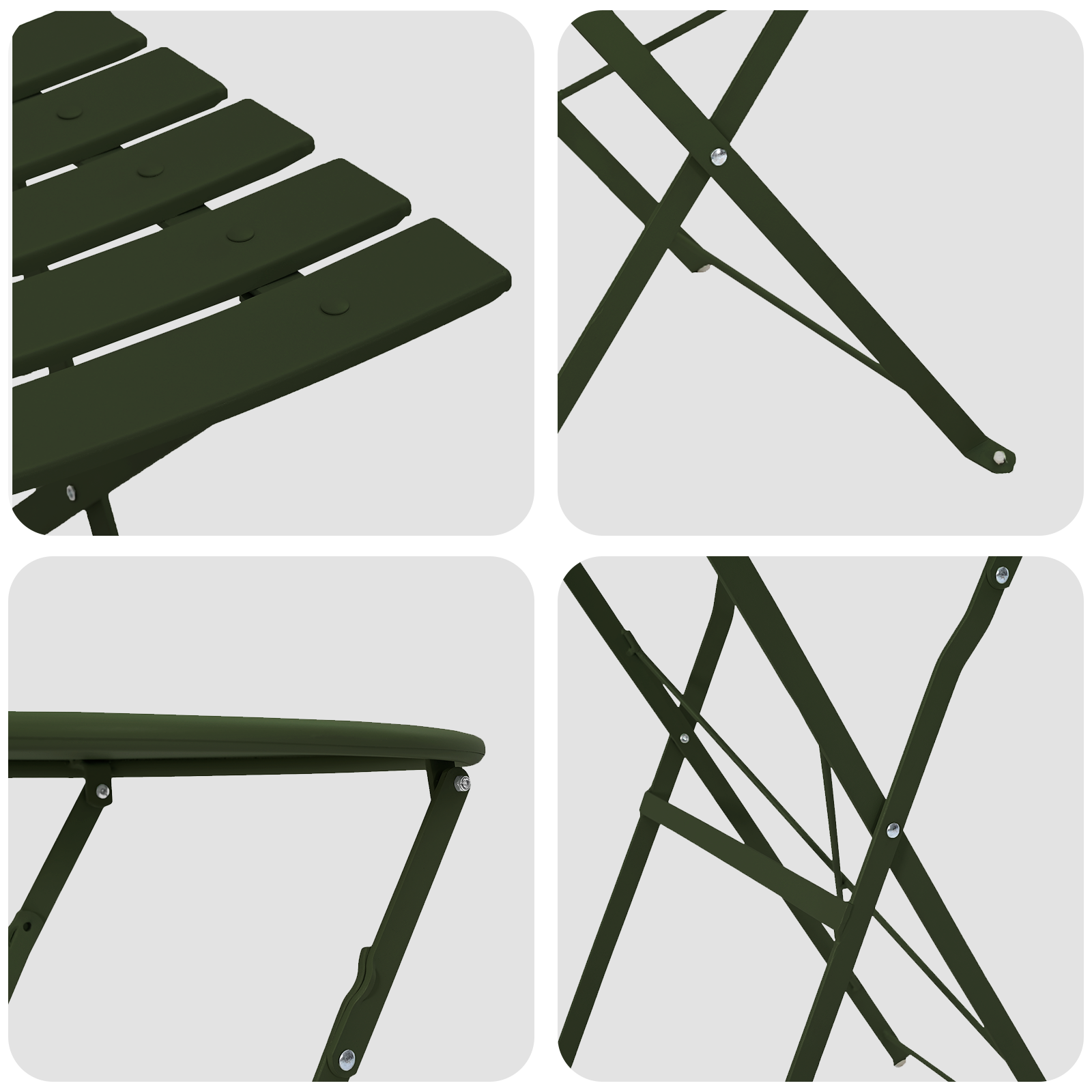 3-Piece Folding Bistro Set - Dark Green Steel - Image 8