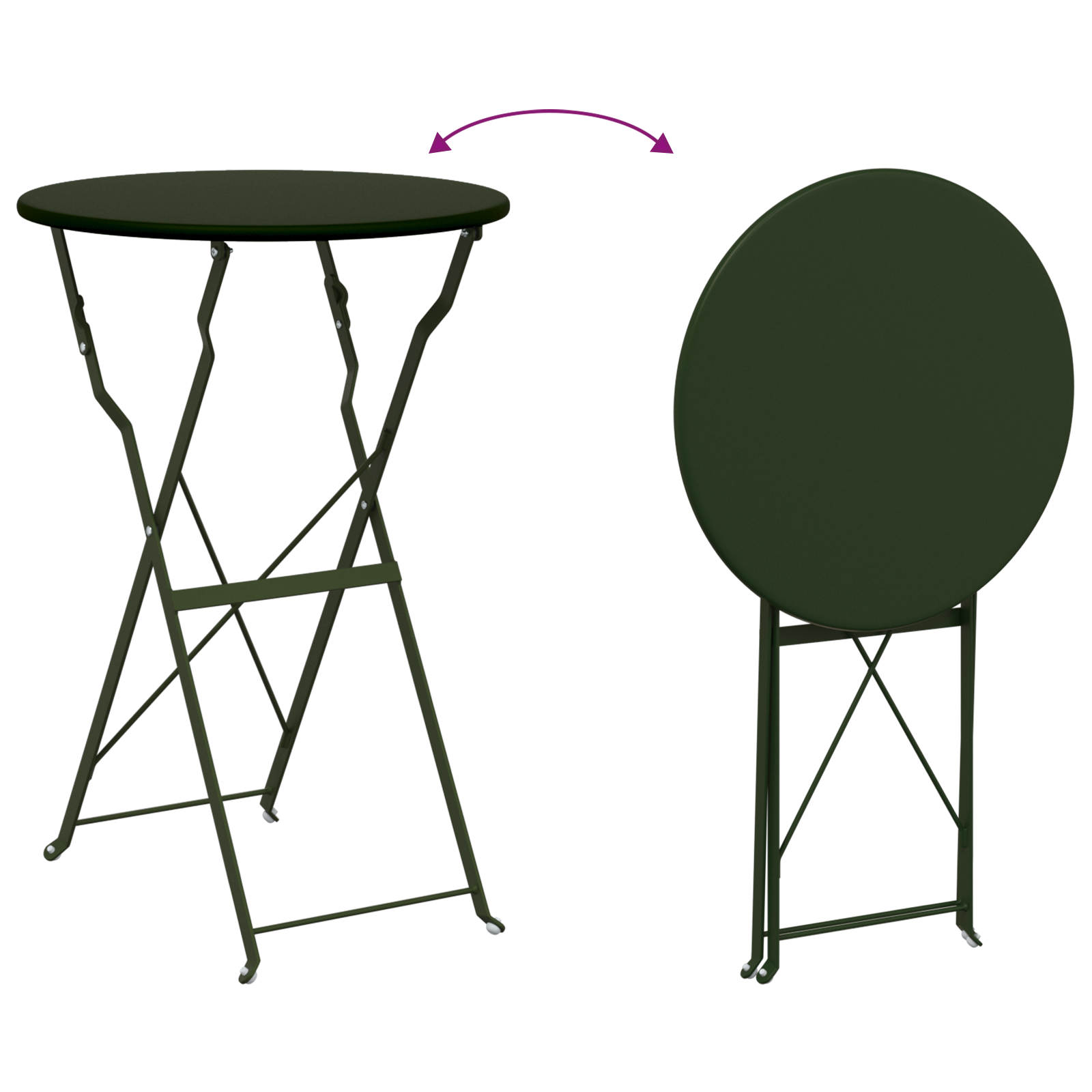 3-Piece Folding Bistro Set - Dark Green Steel - Image 10