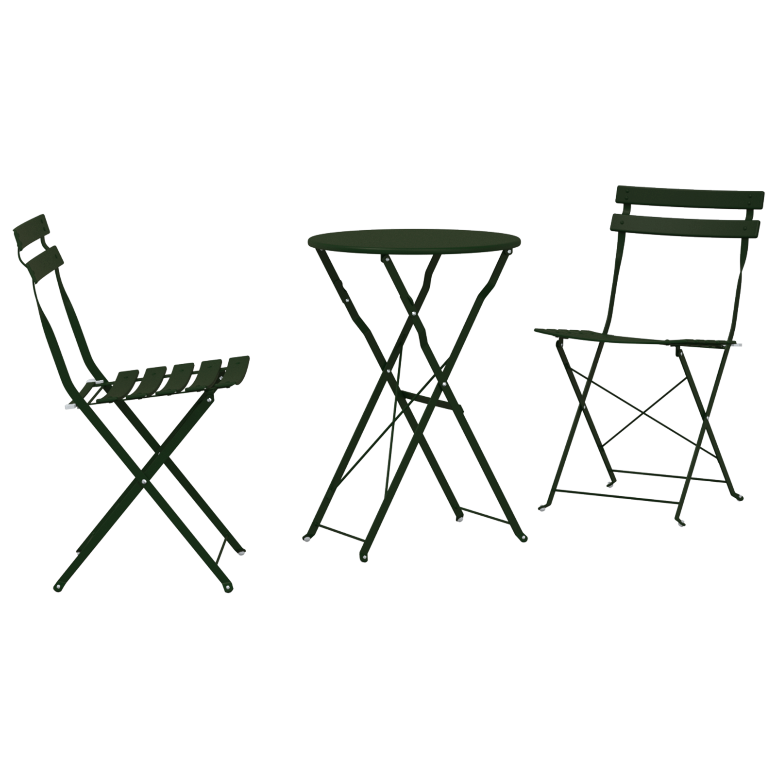 3-Piece Folding Bistro Set - Dark Green Steel - Image 2