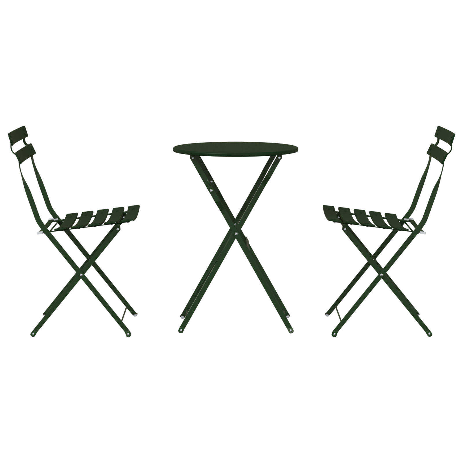 3-Piece Folding Bistro Set - Dark Green Steel - Image 7