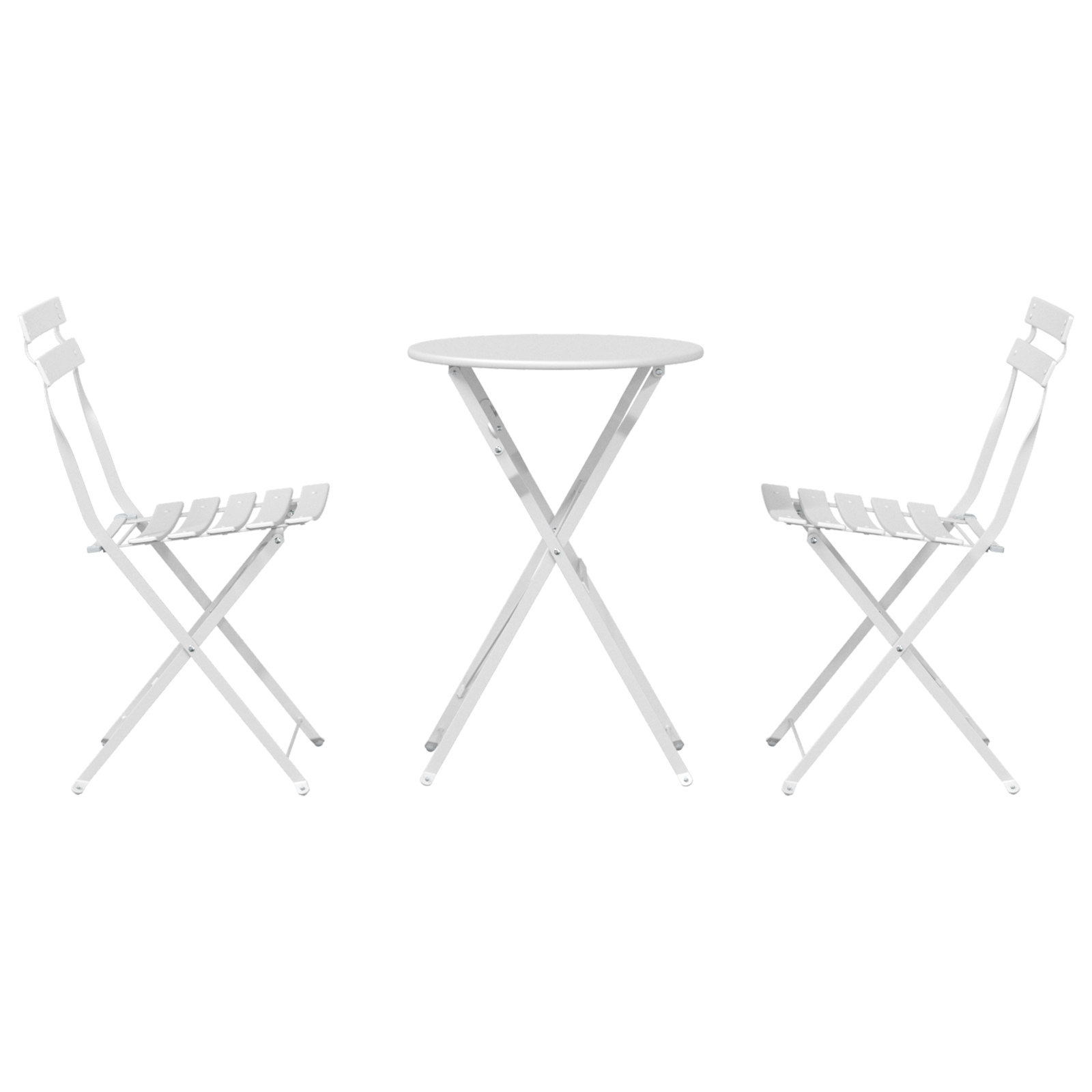 3-Piece Folding Bistro Set - White Steel - Image 7